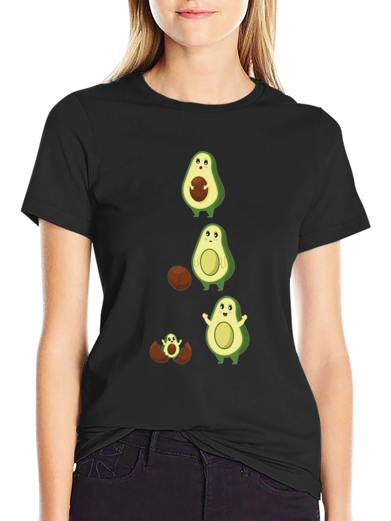 Black Avocado Evolution T-Shirt - Funny Fruit Tee view 2
