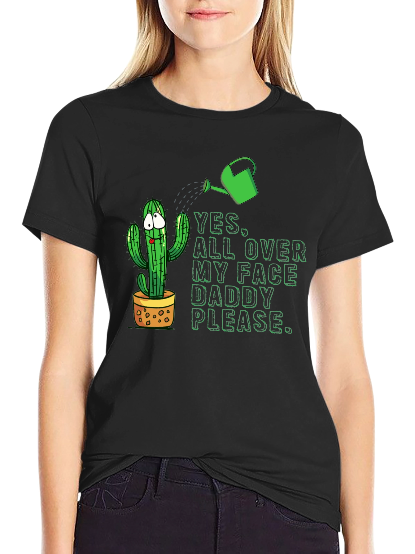 Black Cactus Humor Graphic T-Shirt view 2