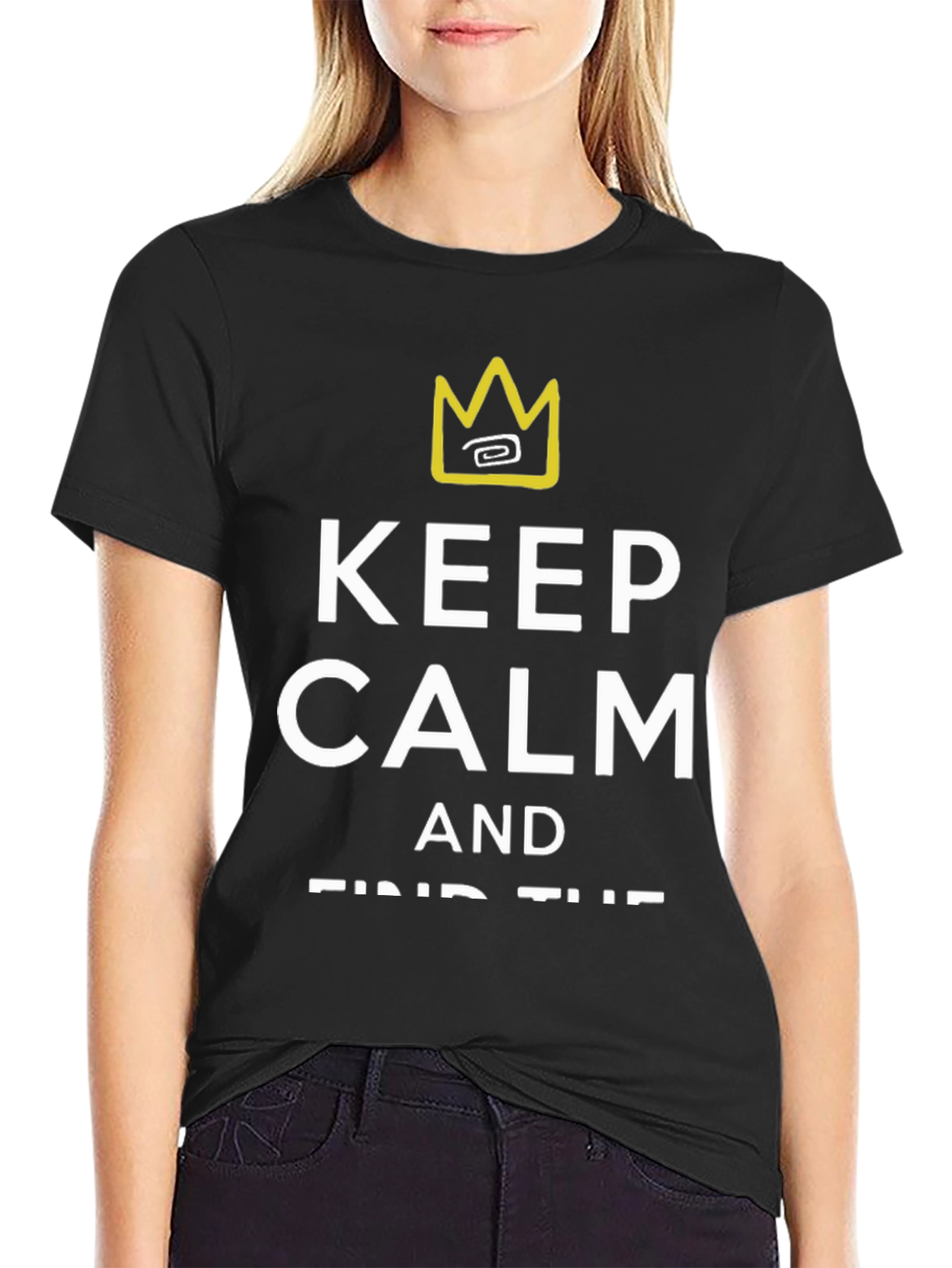 Black Keep Calm & Find the Cure Graphic T-Shirt view 2
