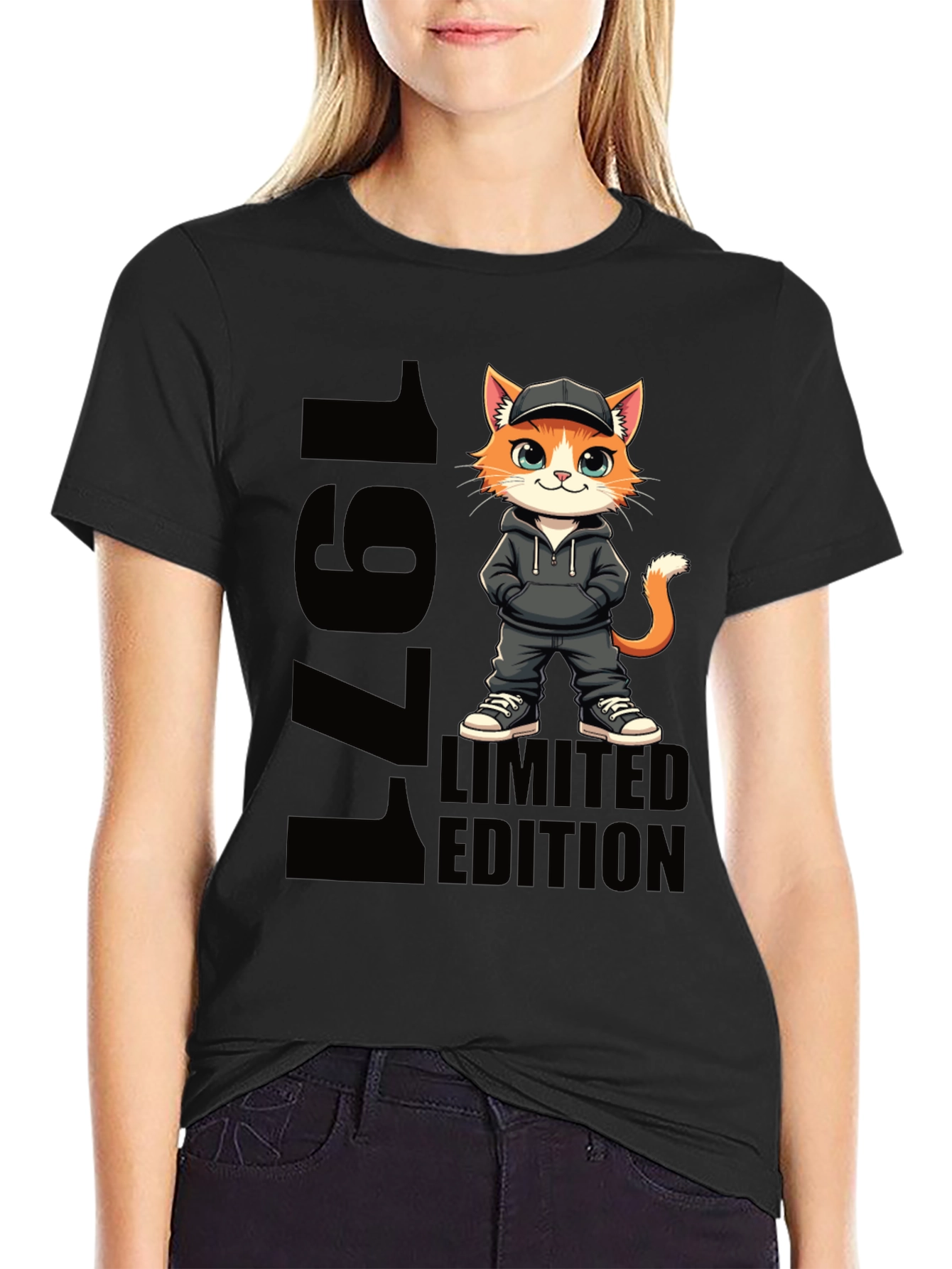 Black 1971 Limited Edition Cat T-Shirt view 2