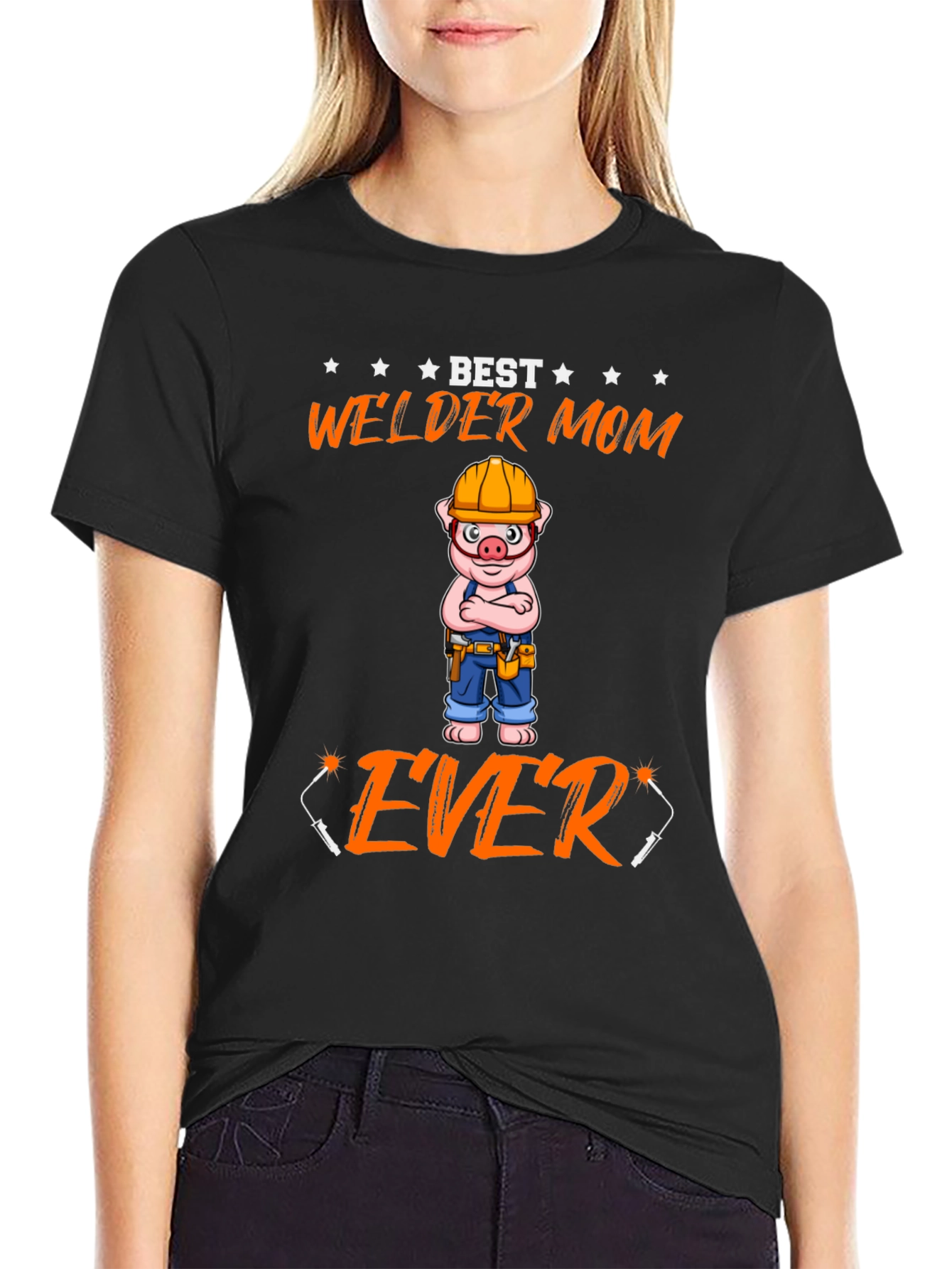 Black Best Welder Mom Ever T-Shirt - Novelty Graphic Tee view 2