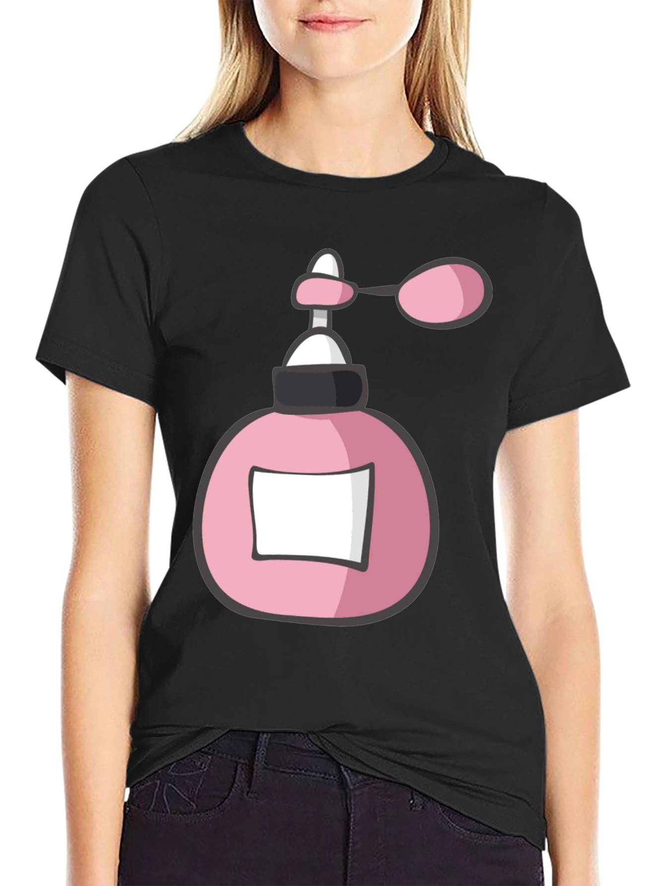 Black Pink Perfume Bottle Graphic Tee view 2