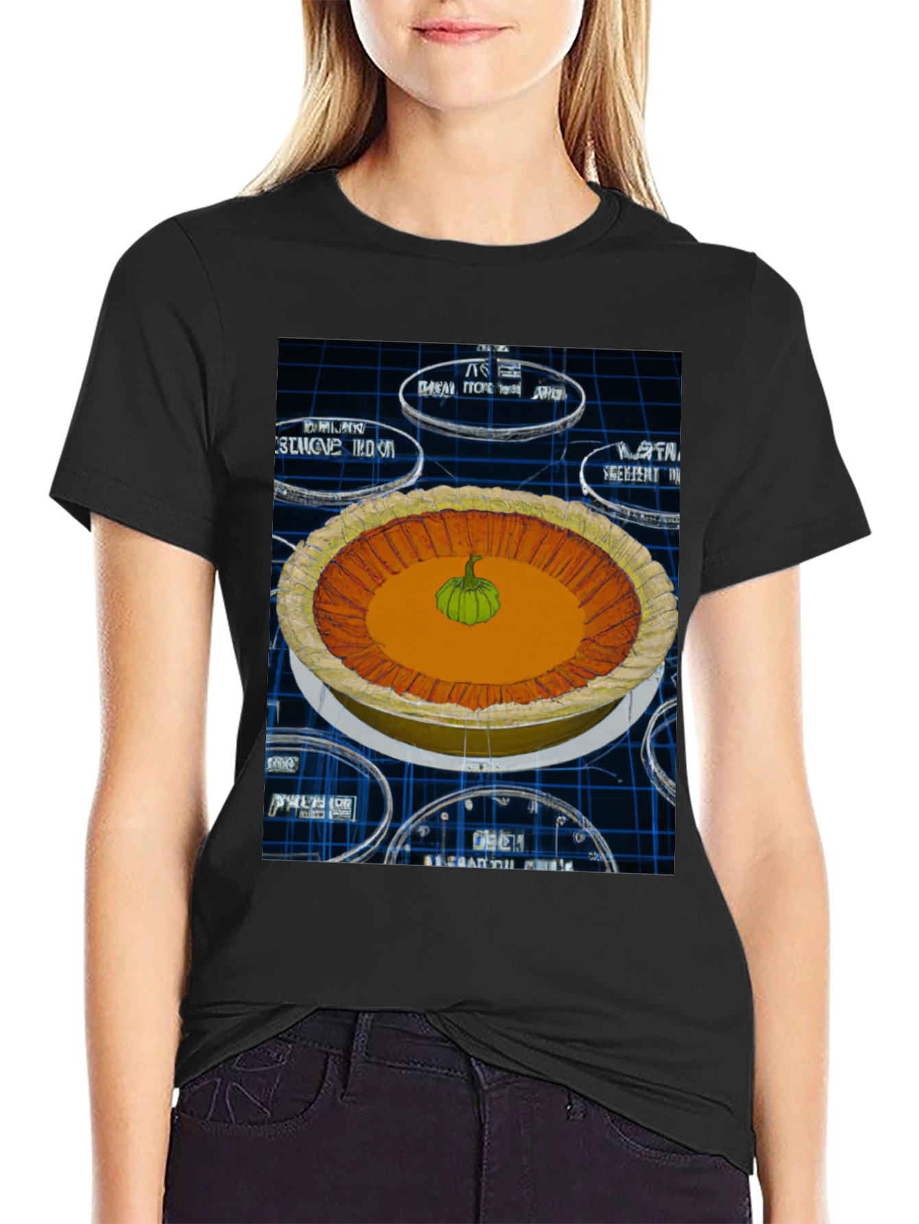 Black Pumpkin Pie Graphic Tee - Unique Design view 2