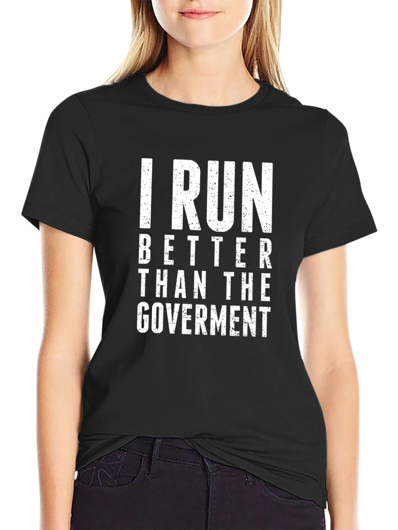 Black I Run Better Than the Government Graphic Tee view 2