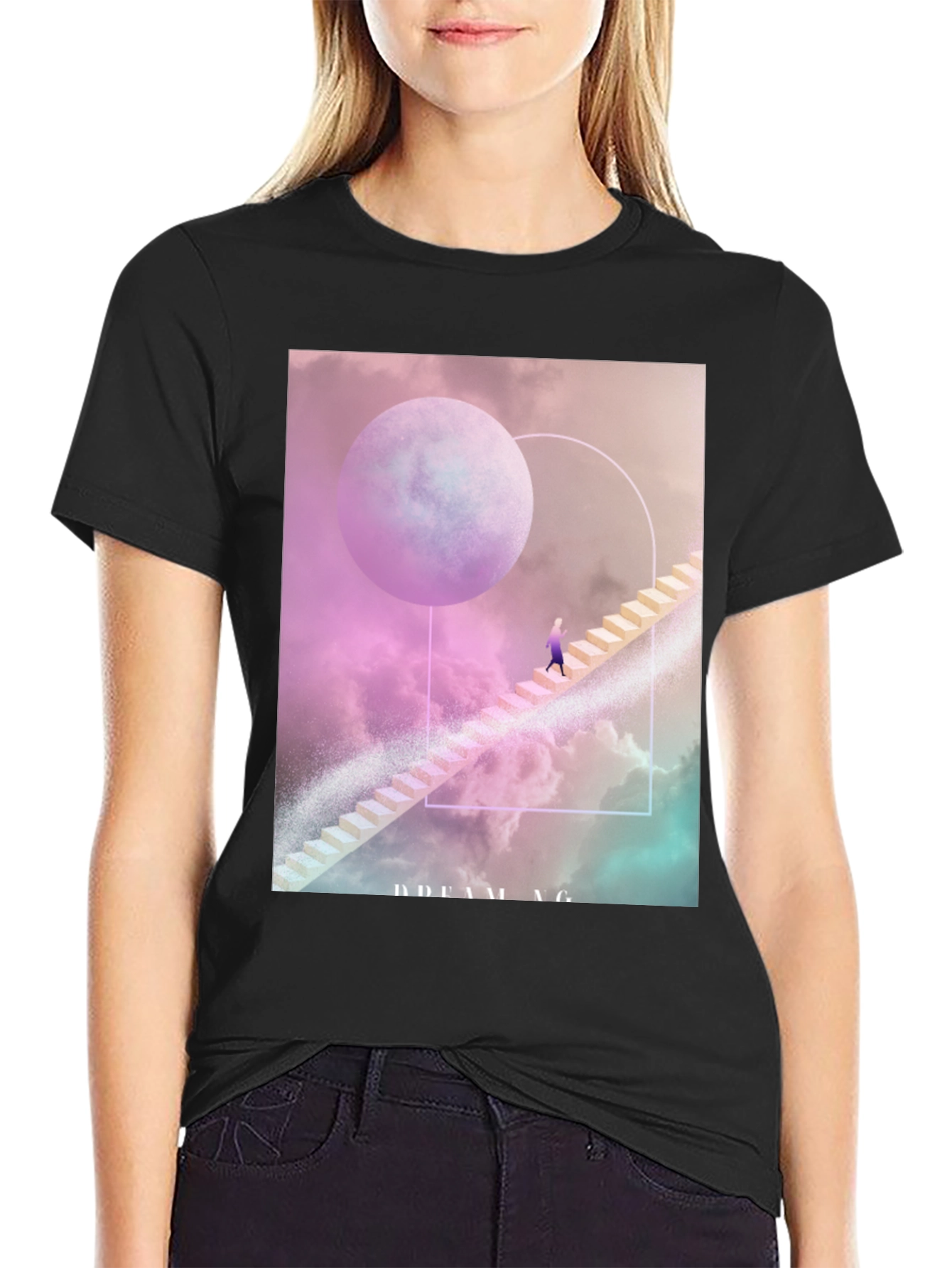 Black Dreaming T-Shirt: Celestial Stairway Design view 2
