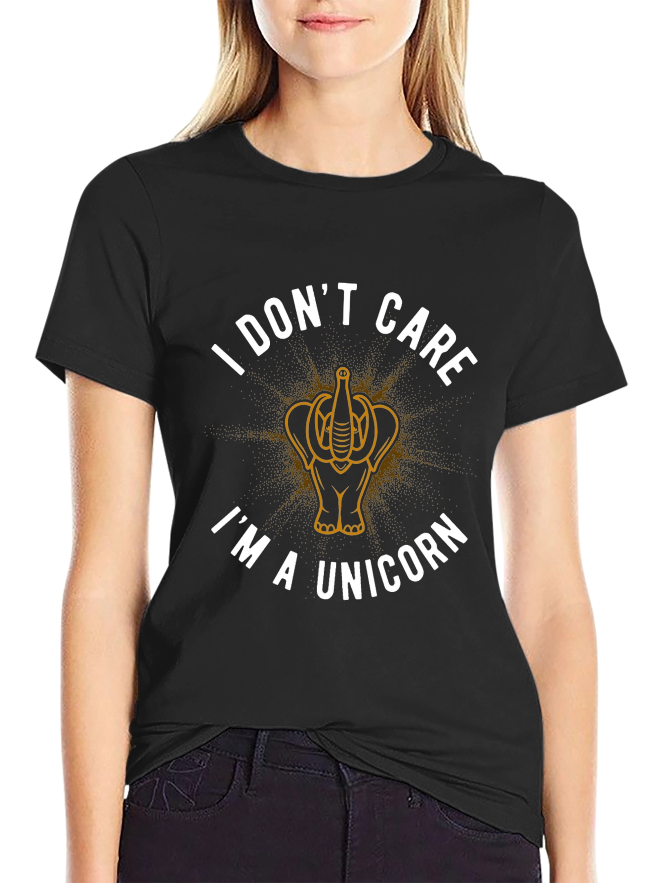 Black I Don't Care I'm A Unicorn T-Shirt view 2