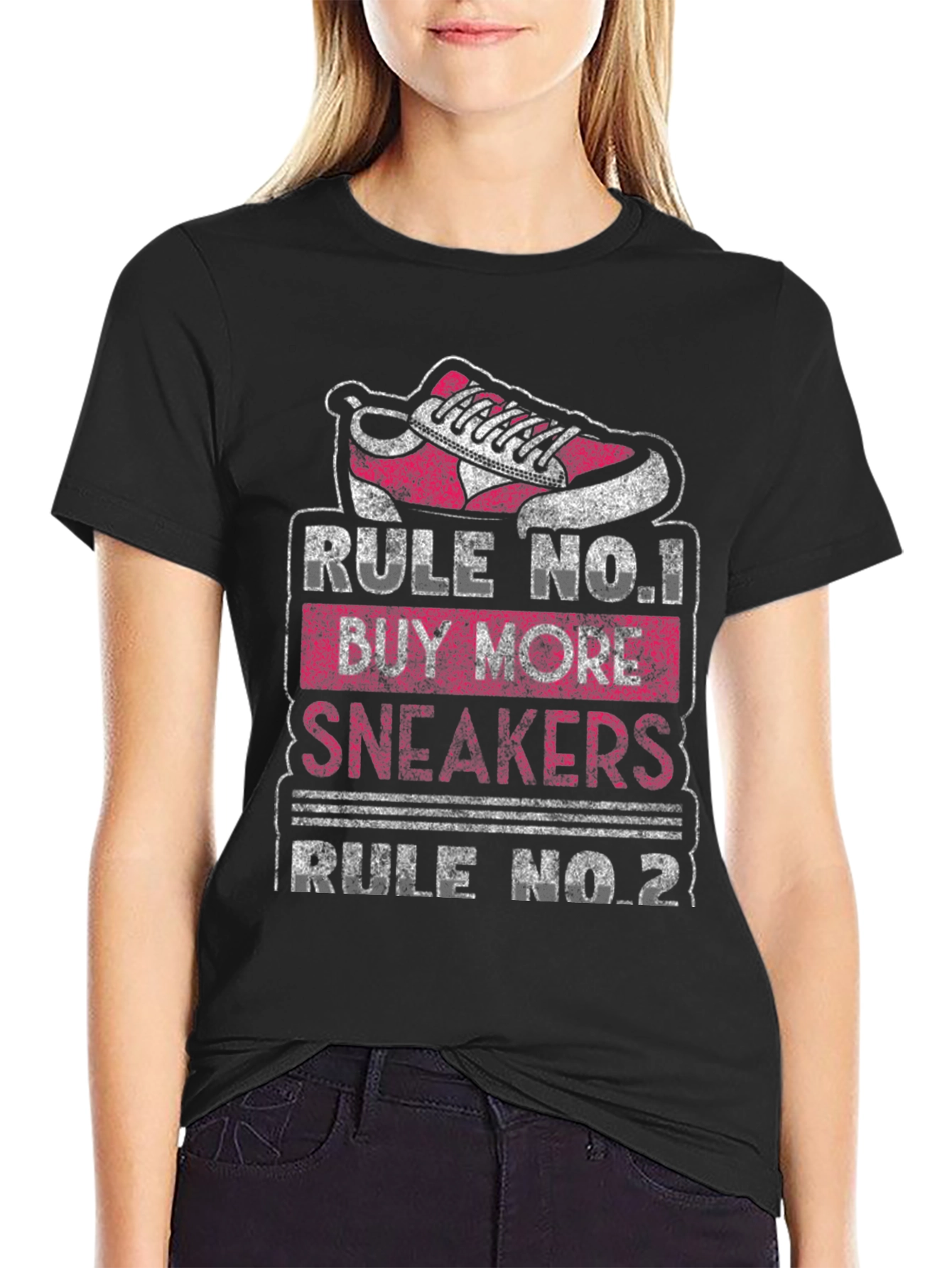 Black Rule No.1 Buy More Sneakers Graphic T-Shirt view 2