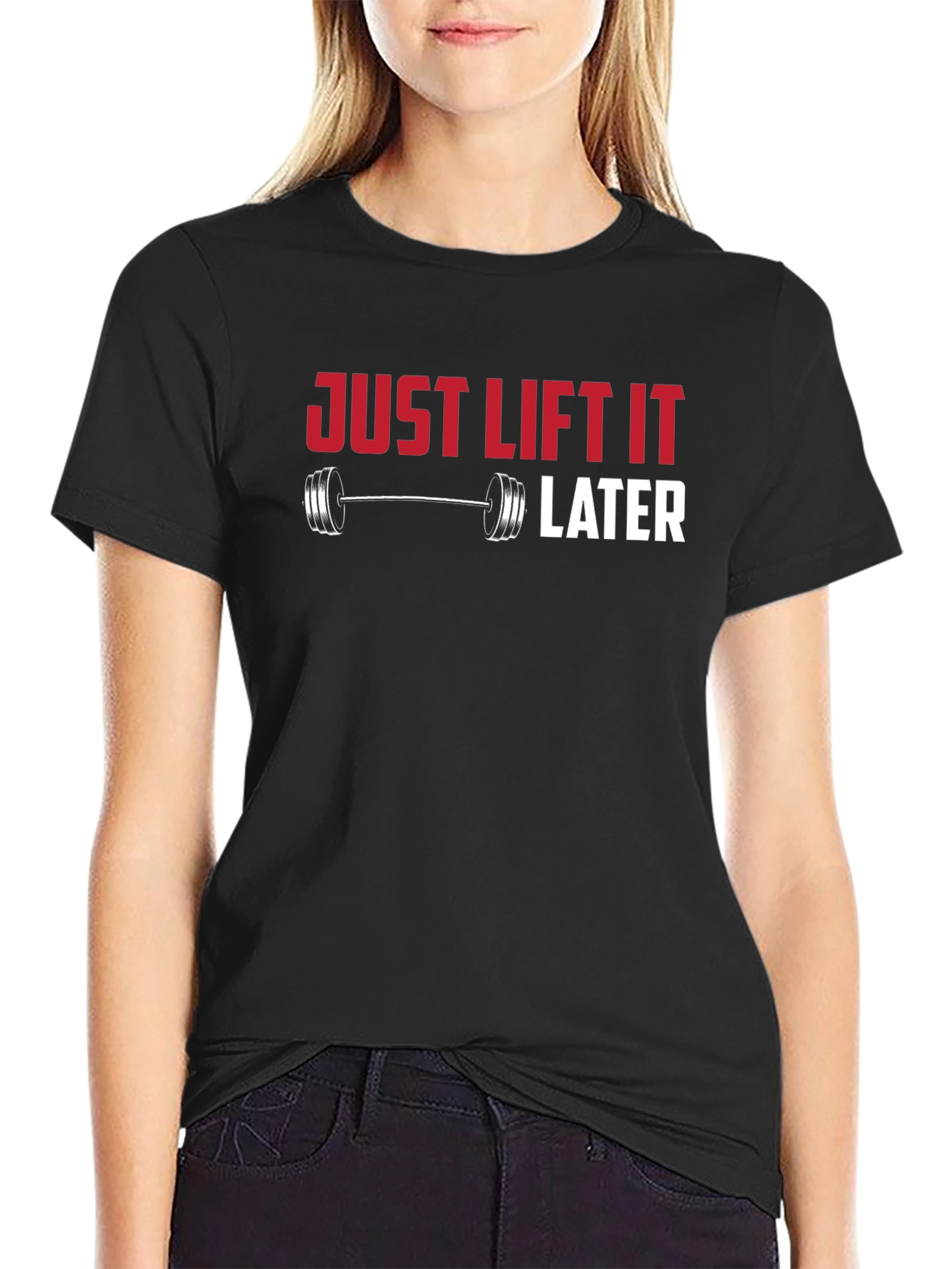 Black Just Lift It Later Funny Workout T-Shirt view 2
