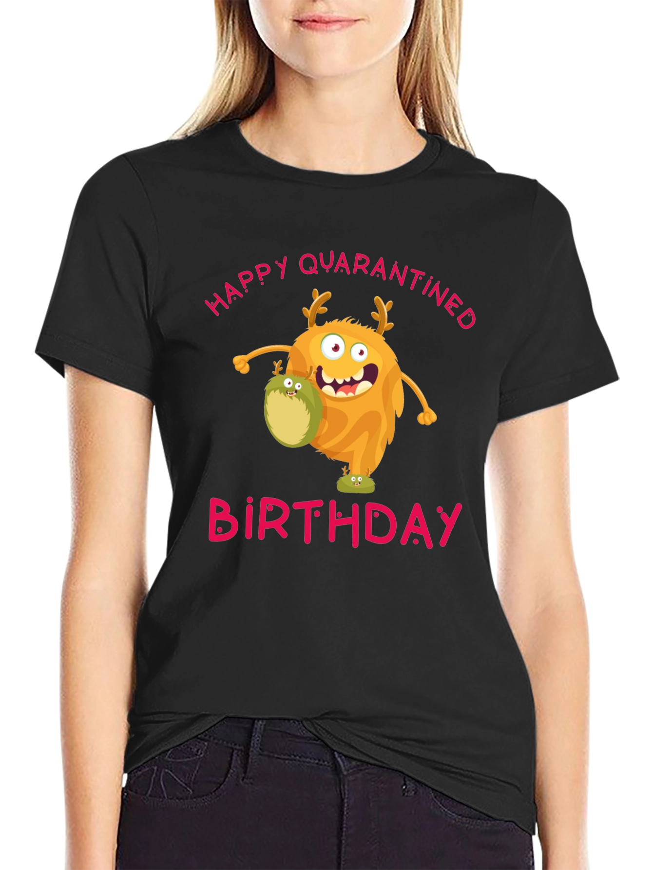 Black Quarantined Birthday Monster Graphic T-Shirt view 2