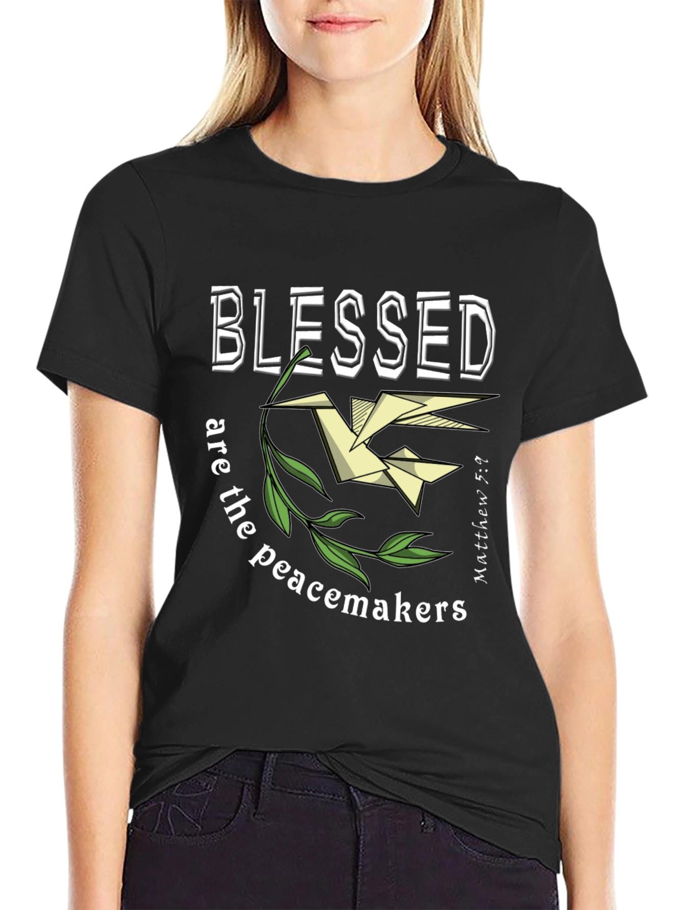 Black Blessed Are The Peacemakers T-Shirt view 2