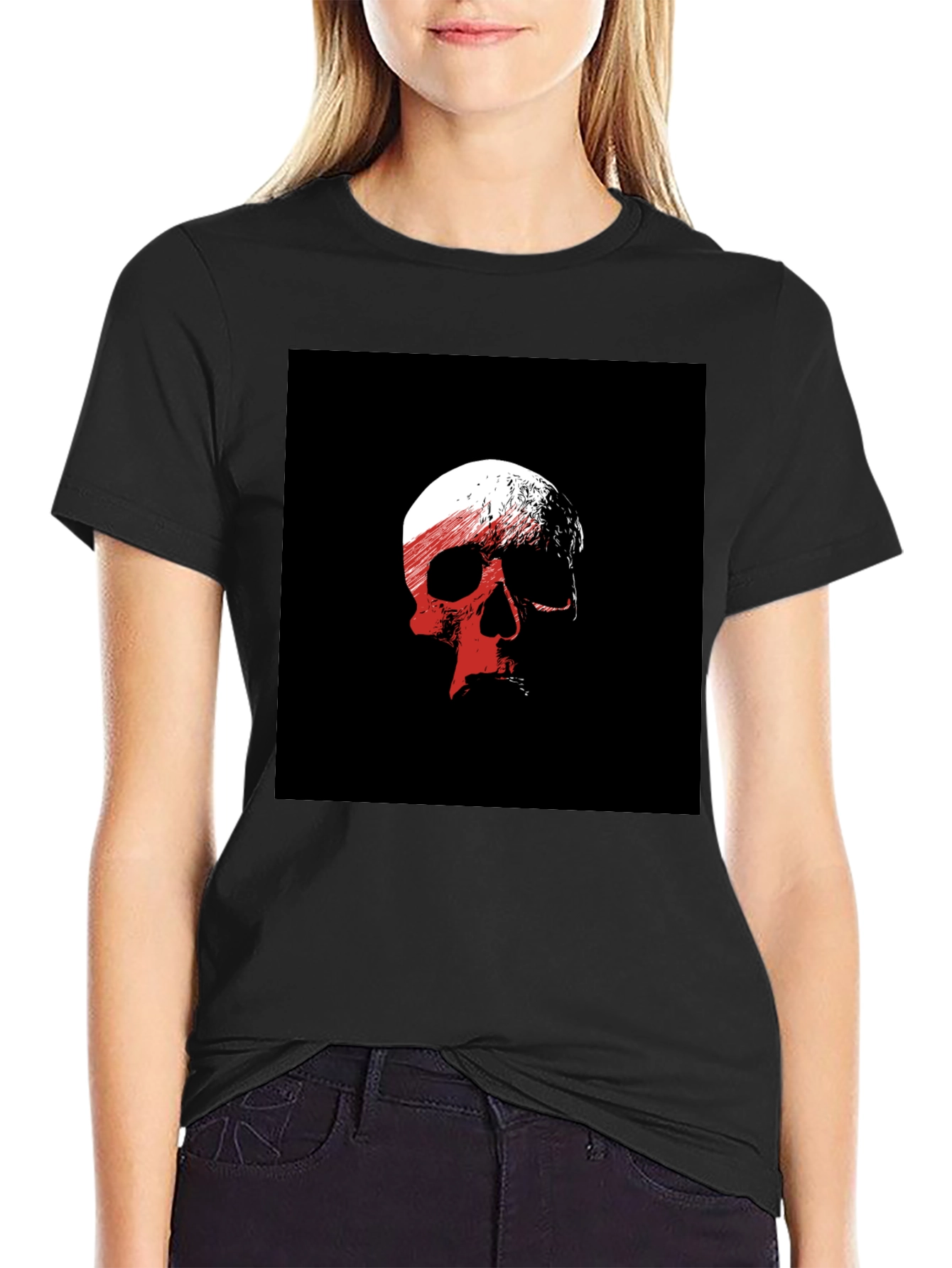 Skull Graphic Black T-Shirt - Edgy Casual Wear - 2