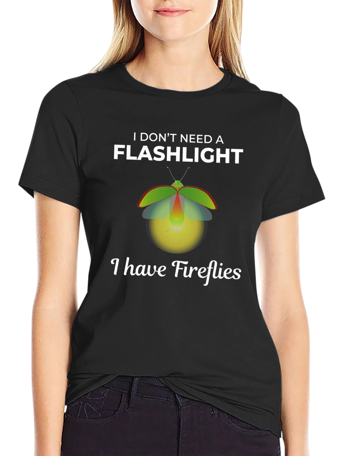Black Fireflies Graphic T-Shirt - Novelty Glow Design view 2
