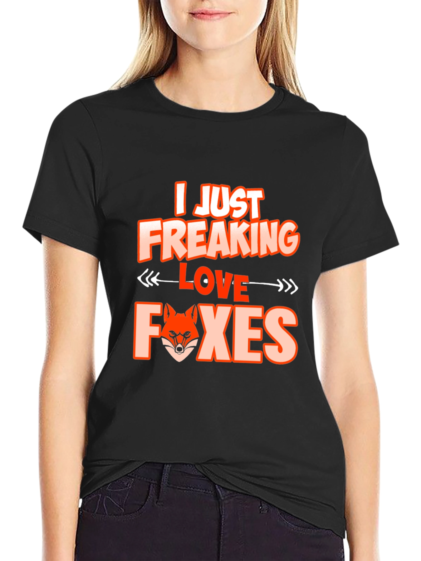 Black I Love Foxes Graphic Tee - Unique Fox Lover T-Shirt view 2