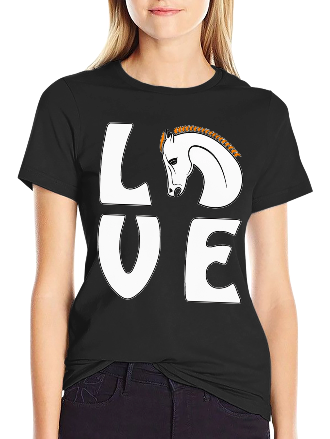 Black Love Horses Black T-Shirt view 2
