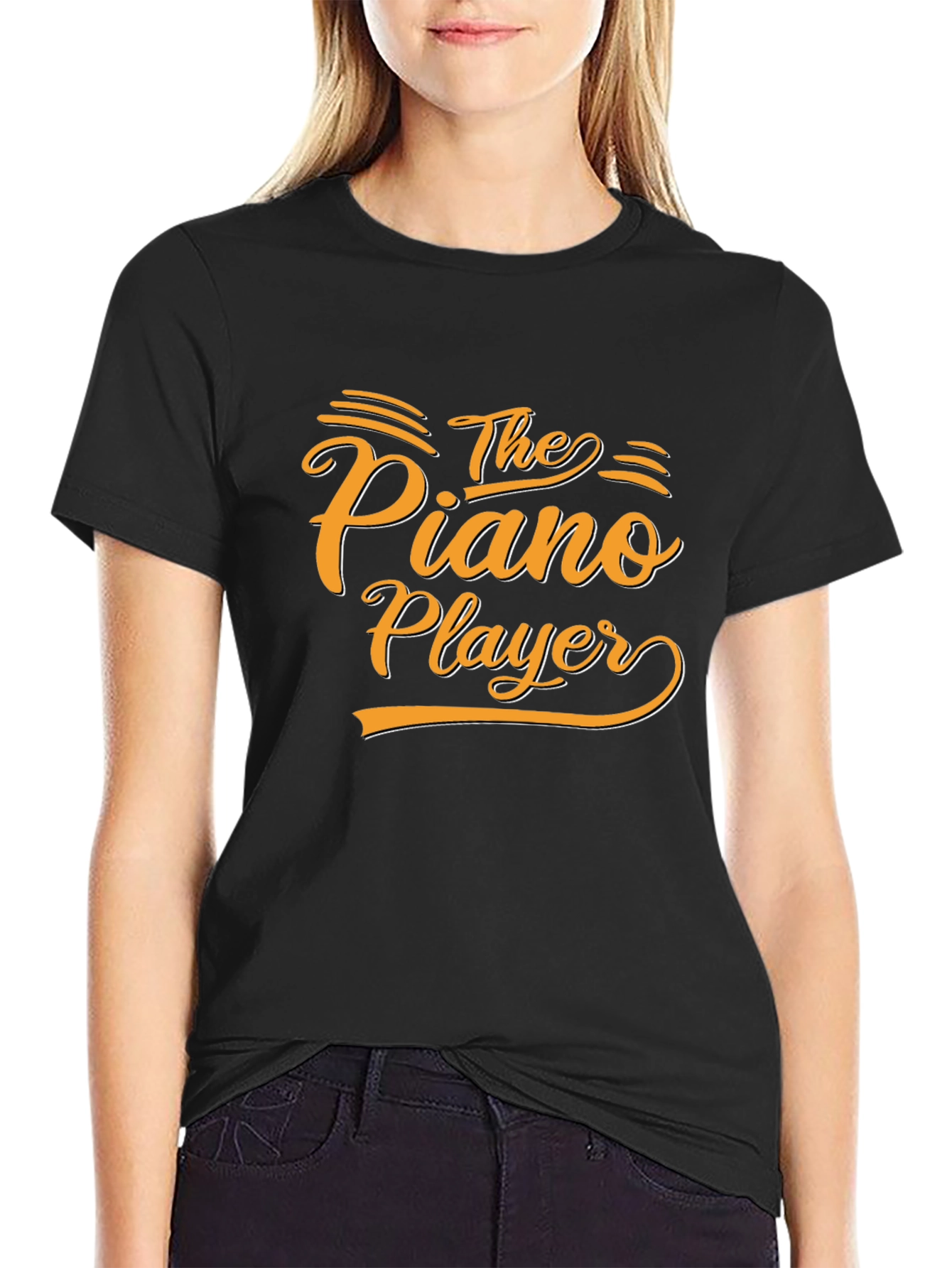 Black The Piano Player Graphic Tee - Stylish Musician T-Shirt view 2