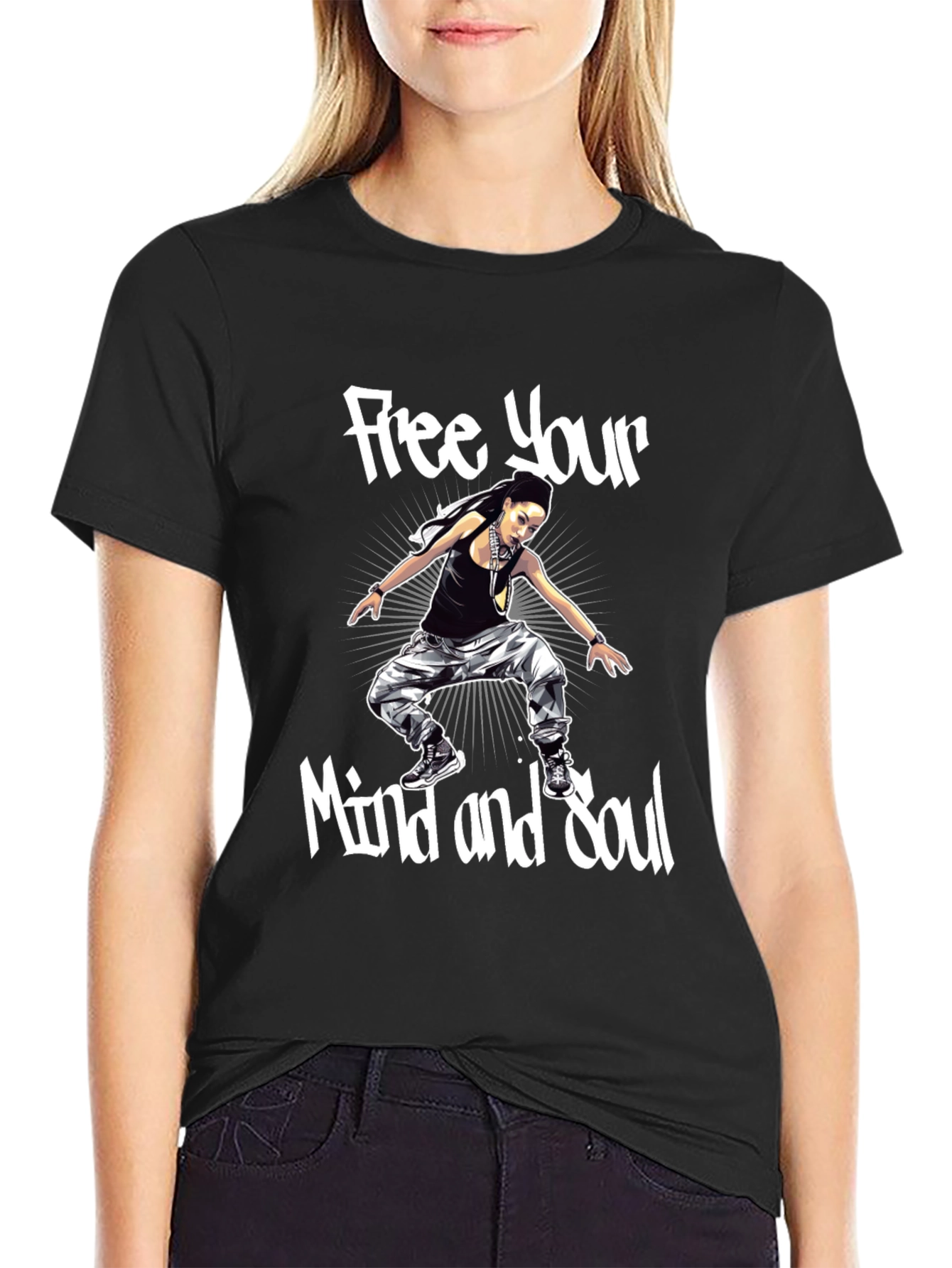 Black Free Your Mind & Soul Black Graphic Tee view 2