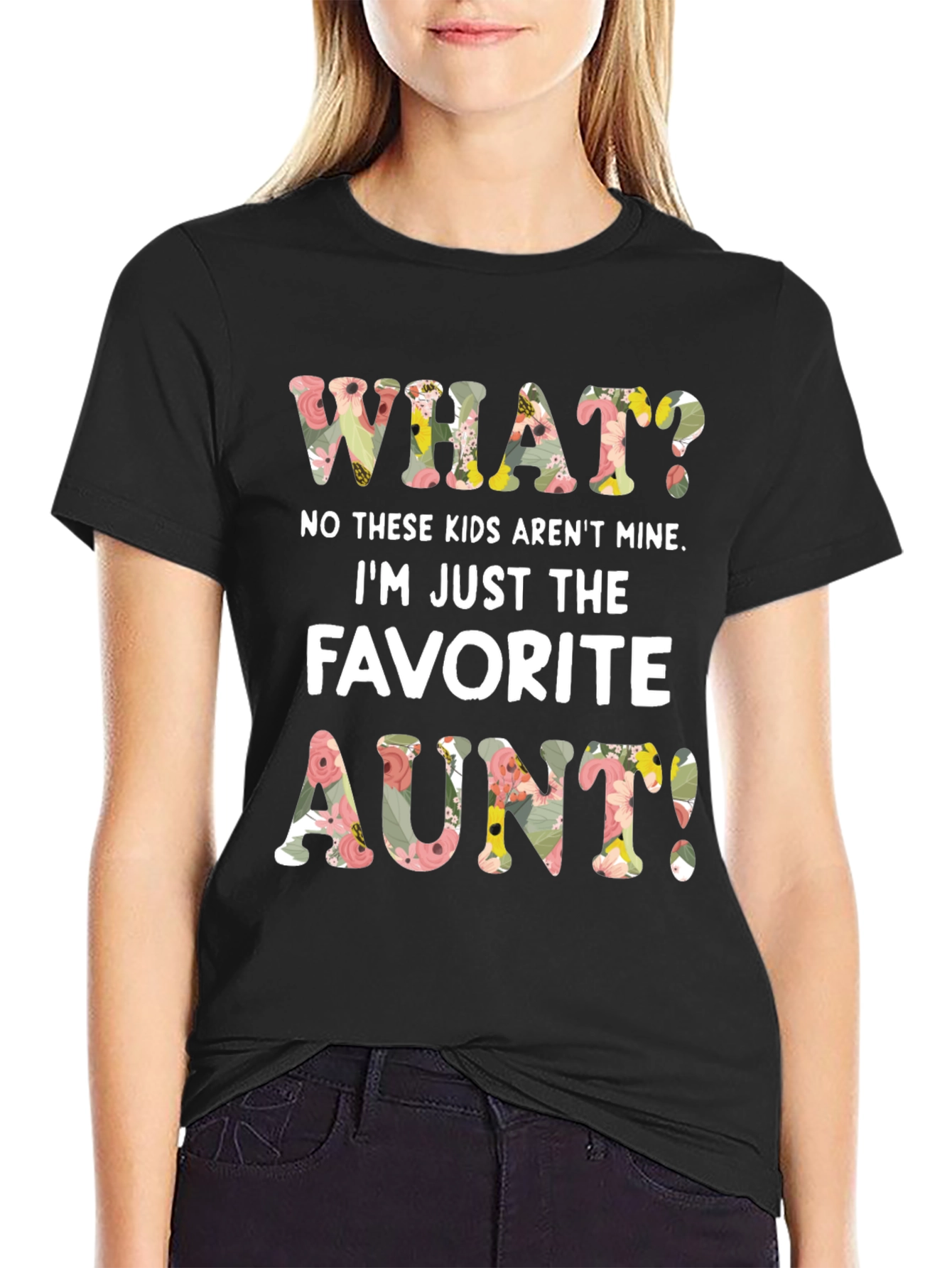 Black Favorite Aunt Floral Graphic Tee view 2