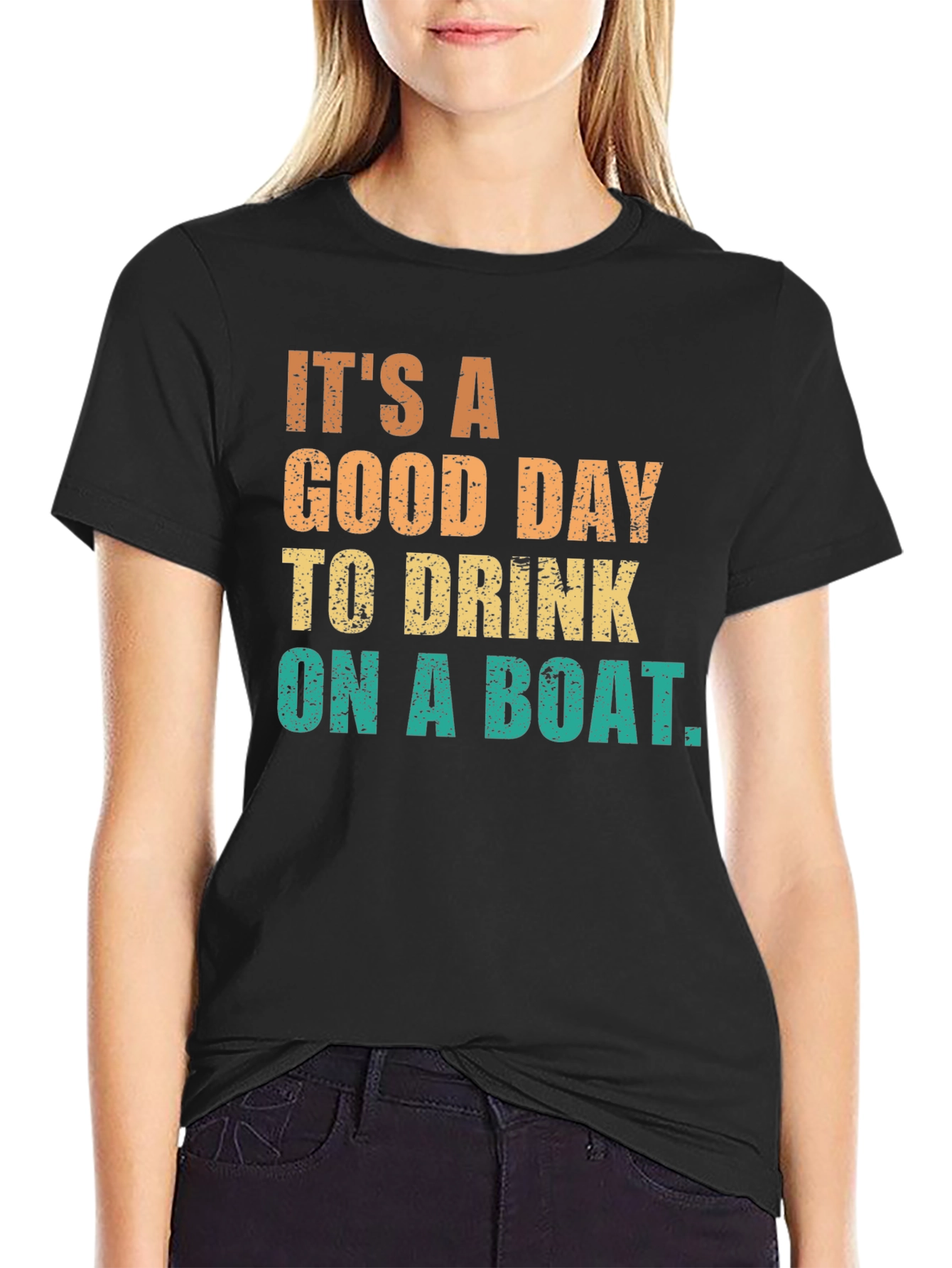 Black It's A Good Day To Drink On A Boat Graphic T-Shirt view 2