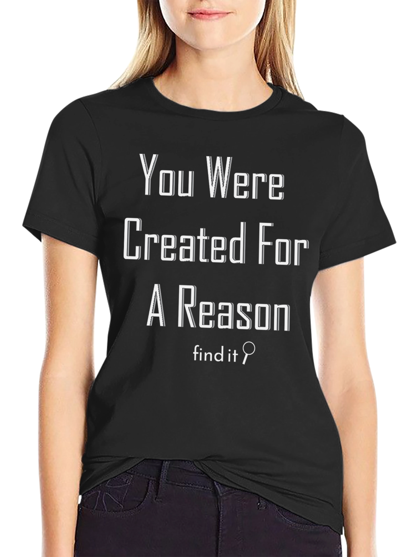 Black Inspirational Graphic Tee - You Were Created For A Reason view 2