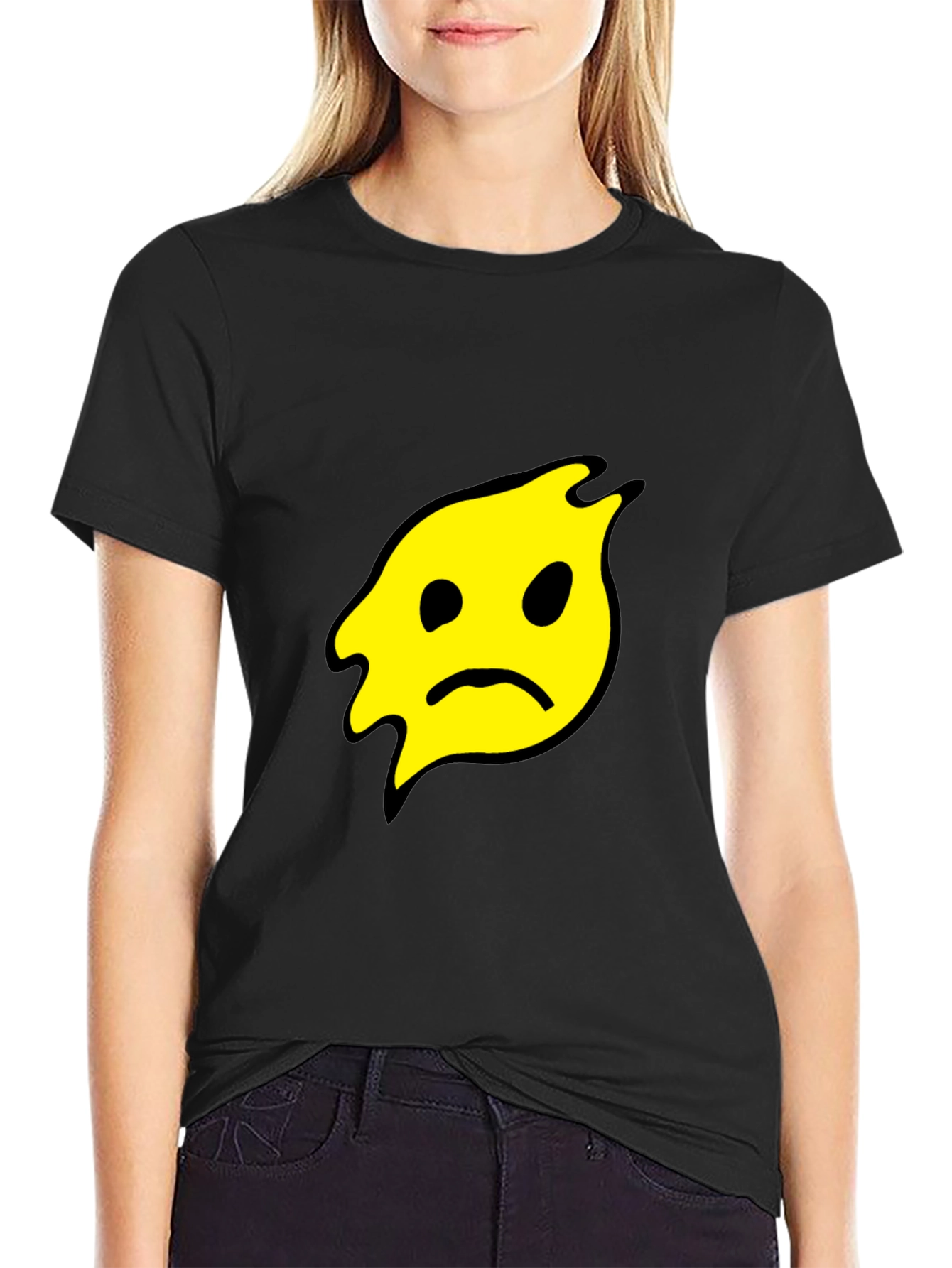 Black Sad Blob Graphic Tee - Black Unisex T-Shirt view 2