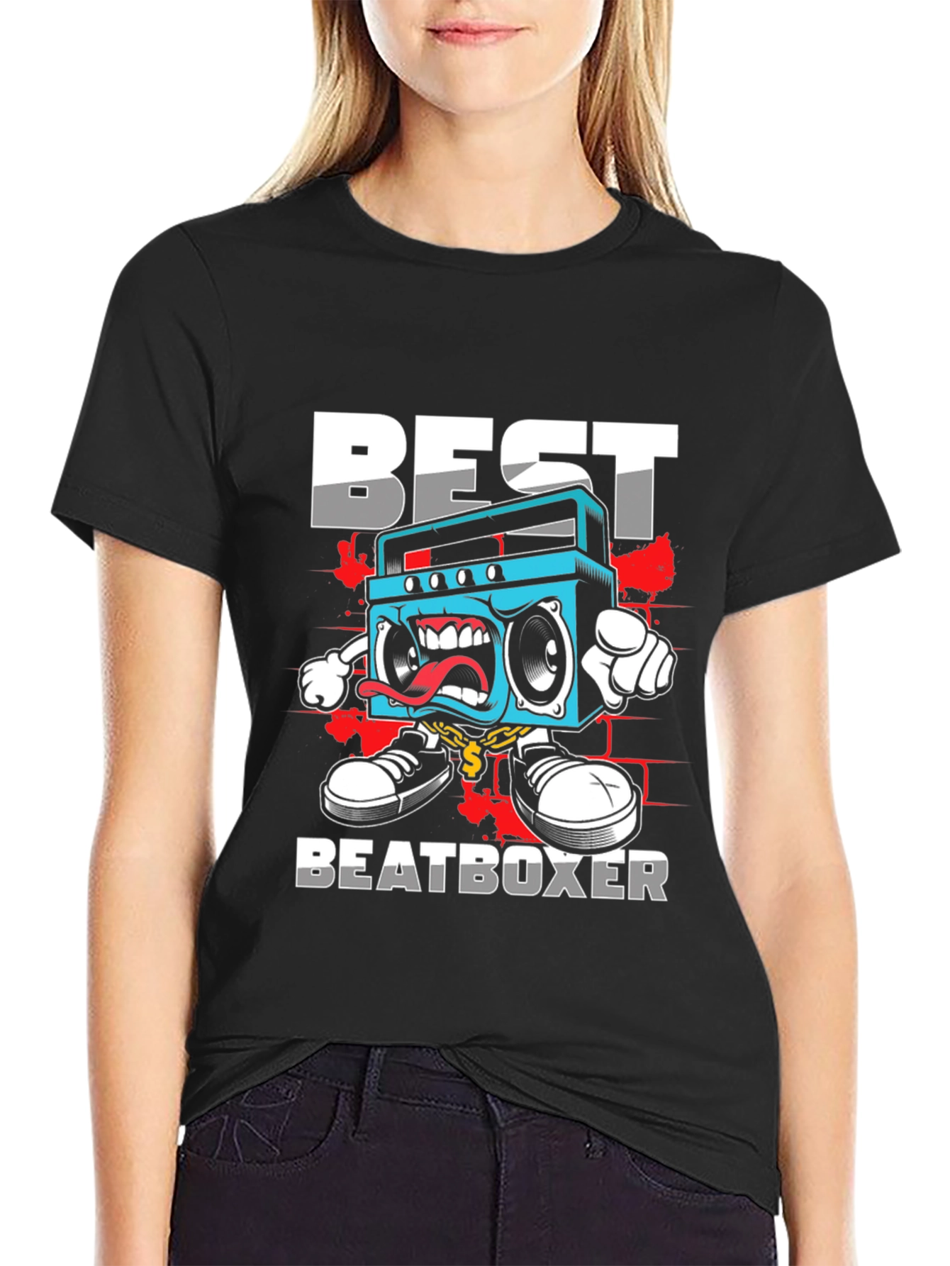 Black Best Beatboxer Boombox Graphic Tee view 2