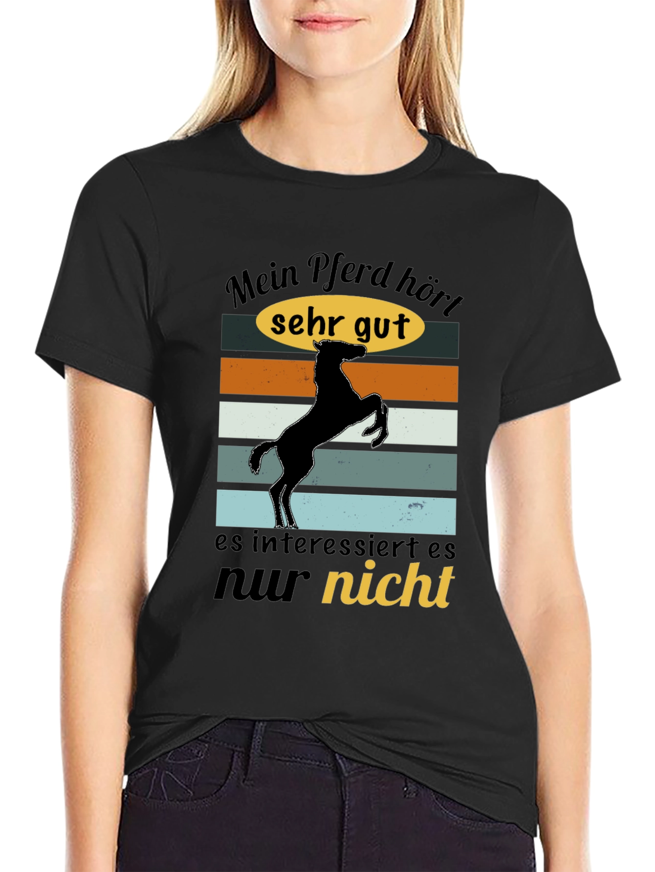 Black Mein Pferd Hört Shirt view 2