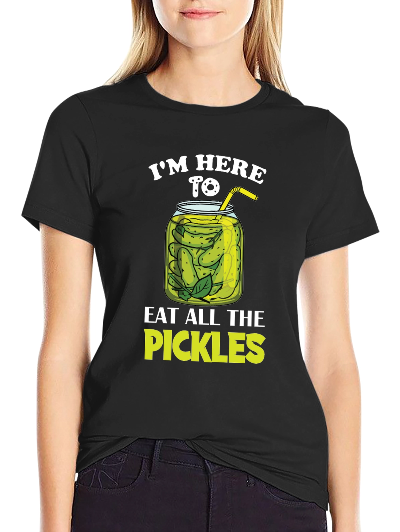 Black Pickle Lover T-Shirt - I'm Here To Eat All The Pickles view 2