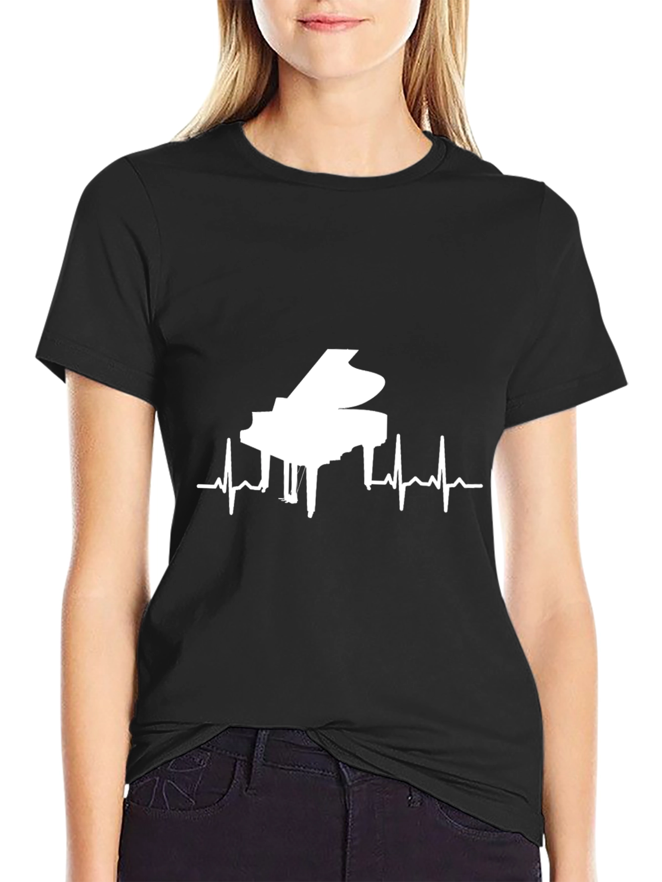 Black Piano Heartbeat T-Shirt view 2