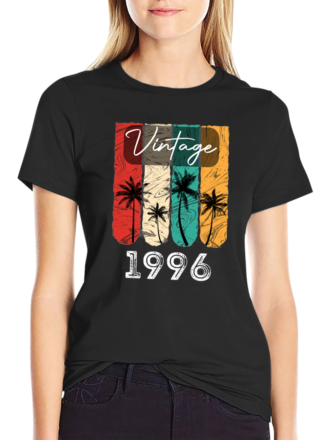 Black Vintage 1996 Palm Tree Graphic T-Shirt view 2