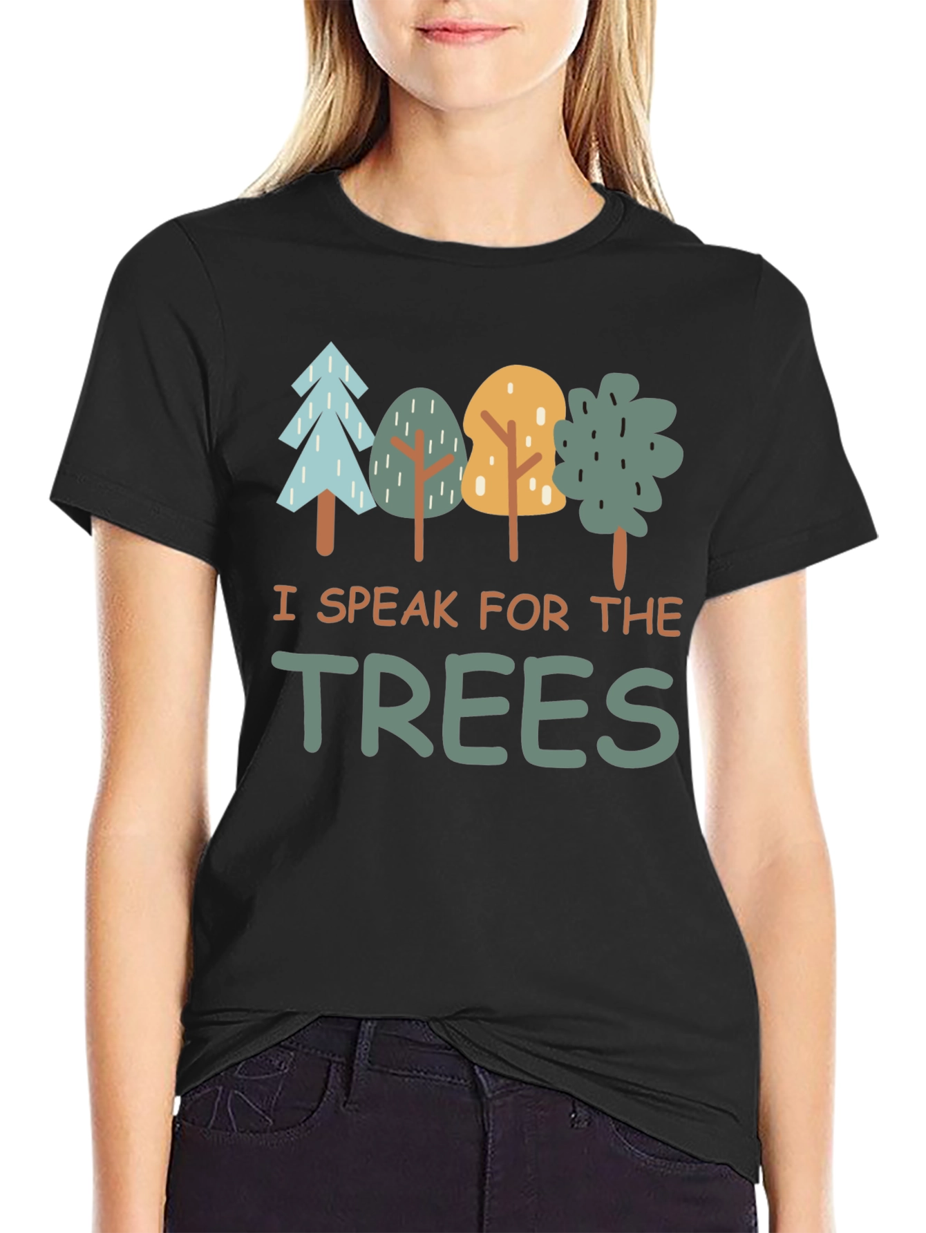 Black I Speak for the Trees Graphic T-Shirt view 2