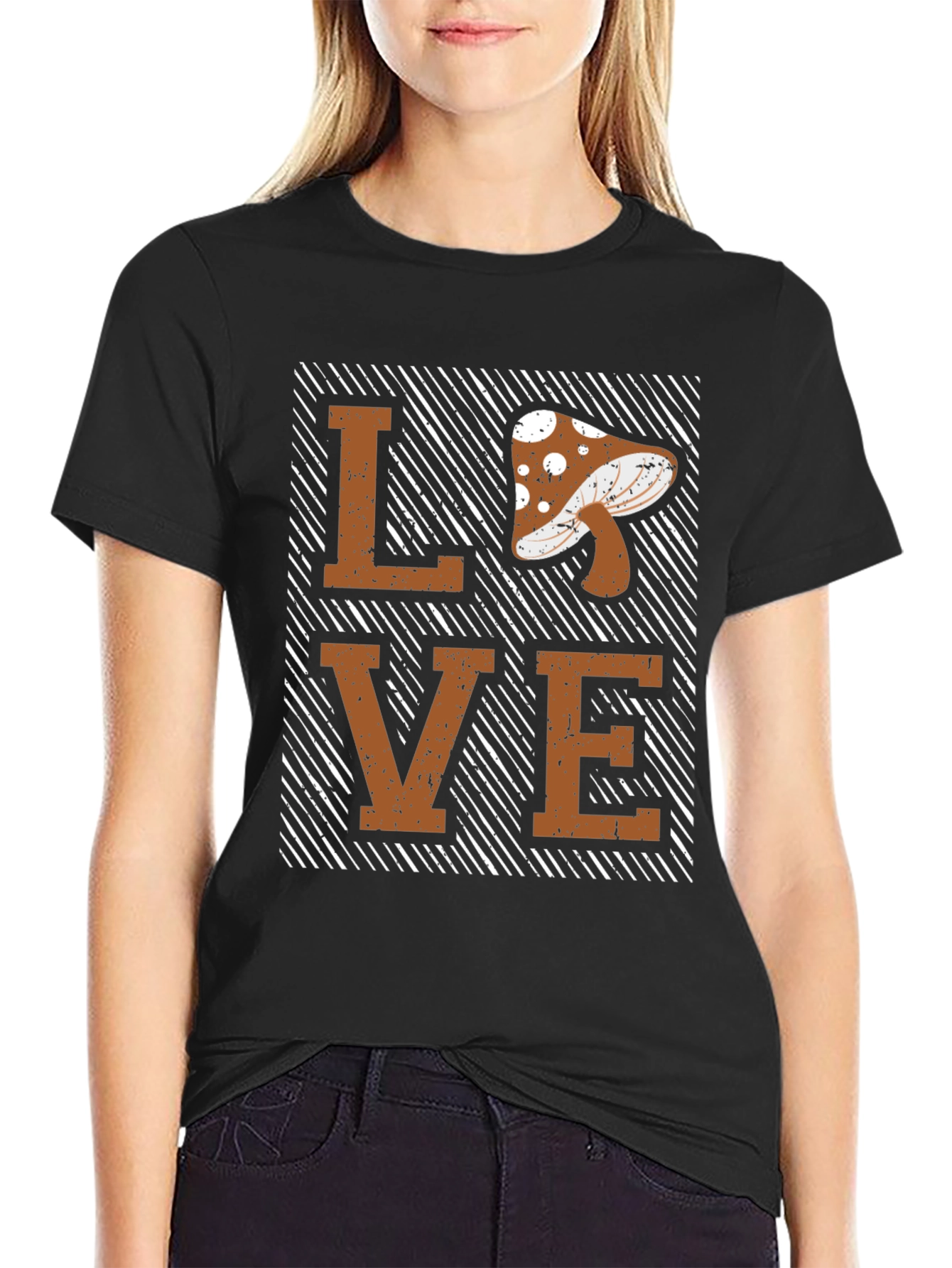 Black Mushroom Love Graphic Tee view 2