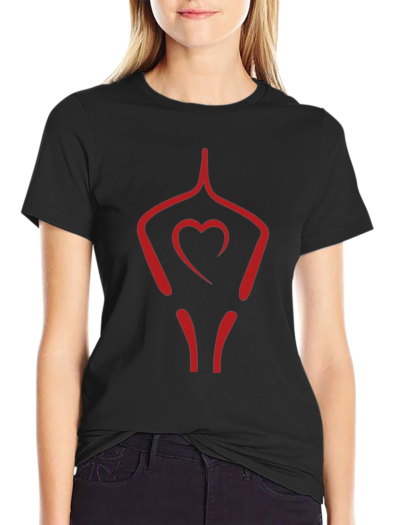 Black Heart Yoga Pose Black T-Shirt view 2