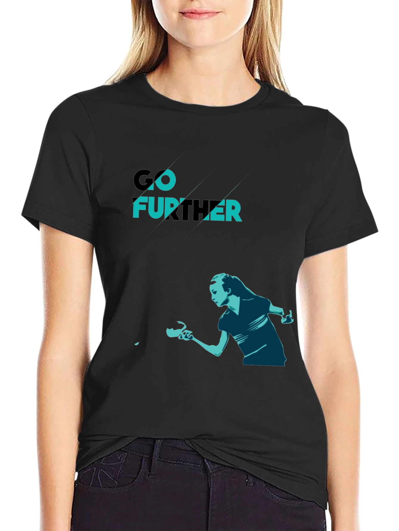 Black Go Further Table Tennis Graphic Tee view 2
