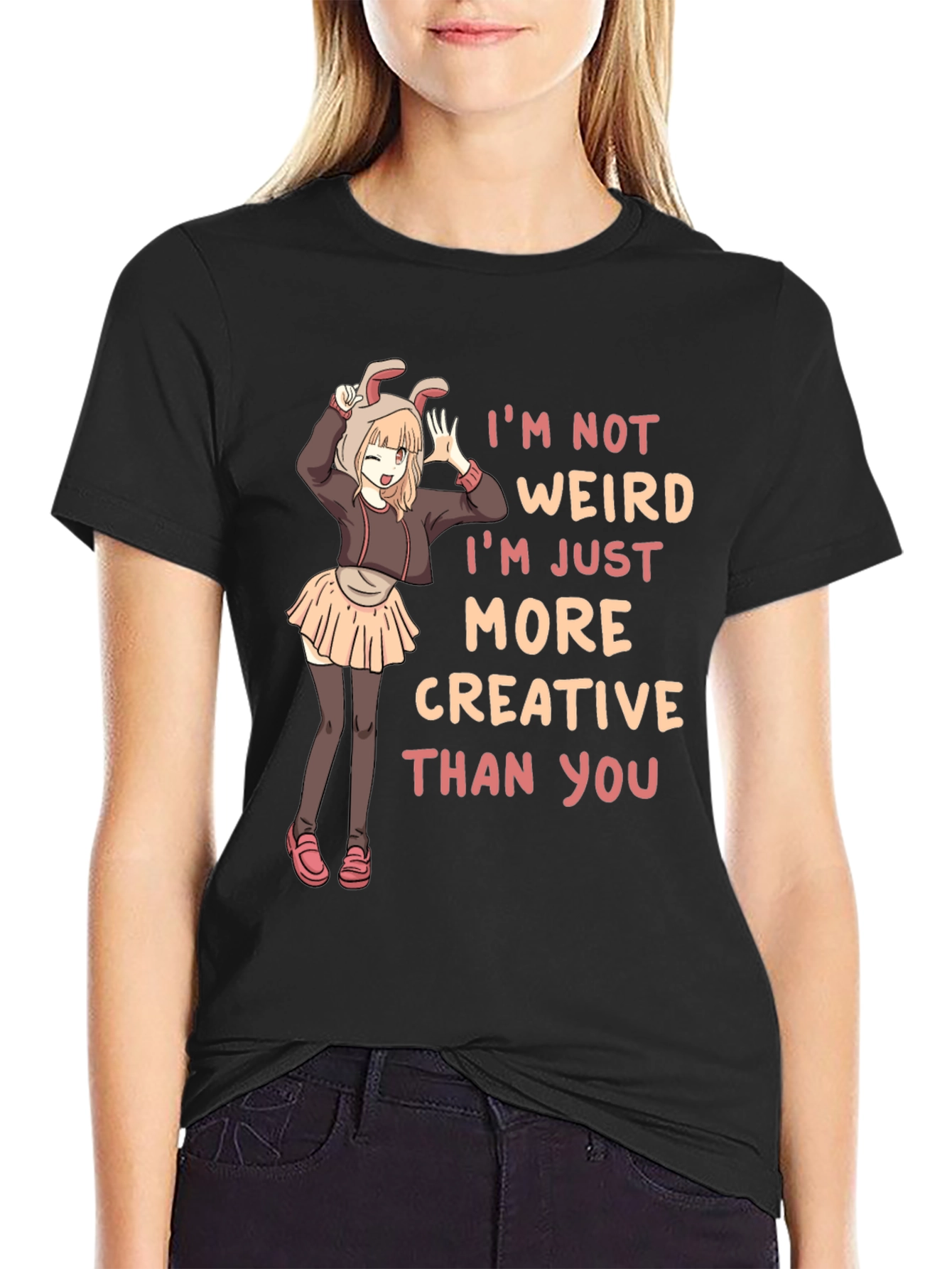 Black I'm Not Weird Creative Black T-Shirt view 2
