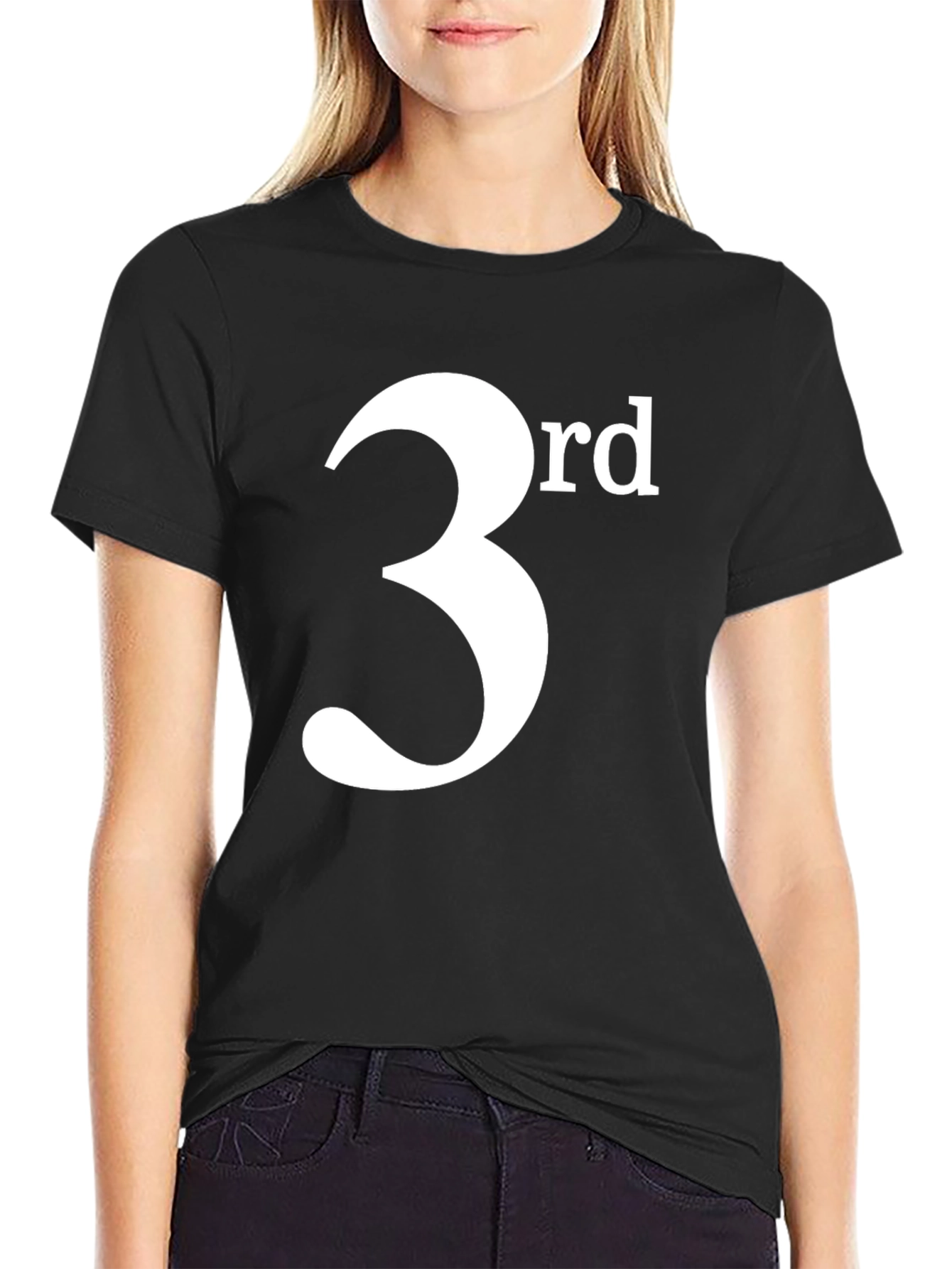 Black 3rd T-Shirt - Black Cotton Blend Casual Tee view 2