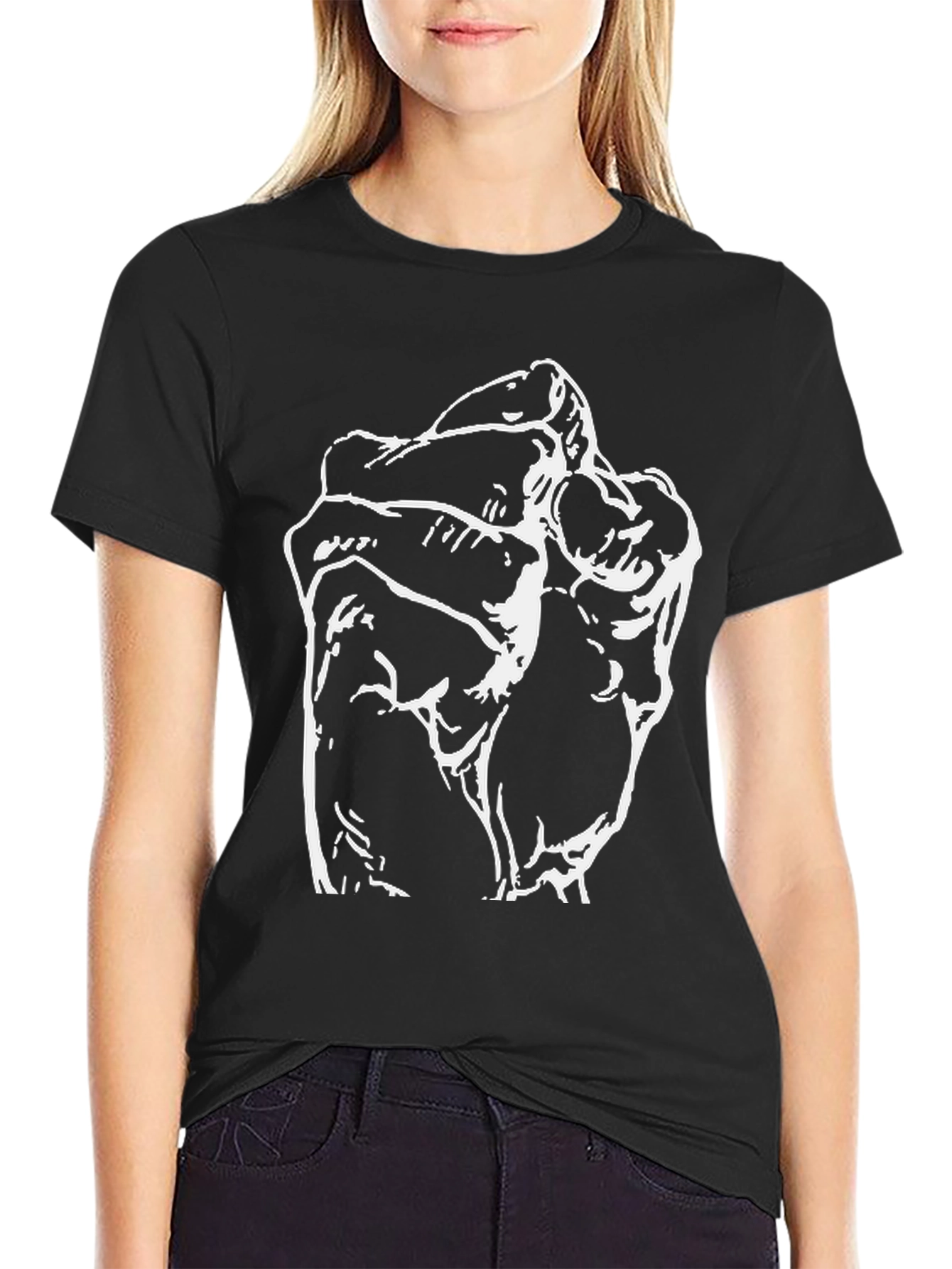Black Black T-Shirt with Abstract Fist Graphic view 2