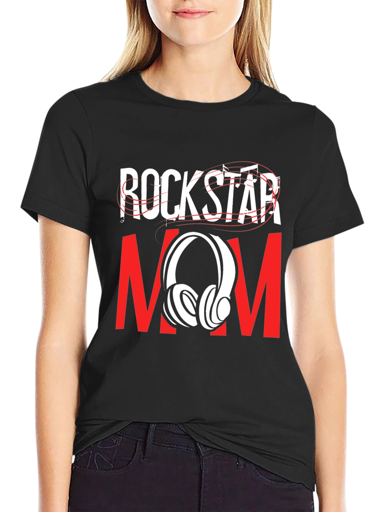 Black Rockstar Mom T-Shirt - Music Lover Tee view 2
