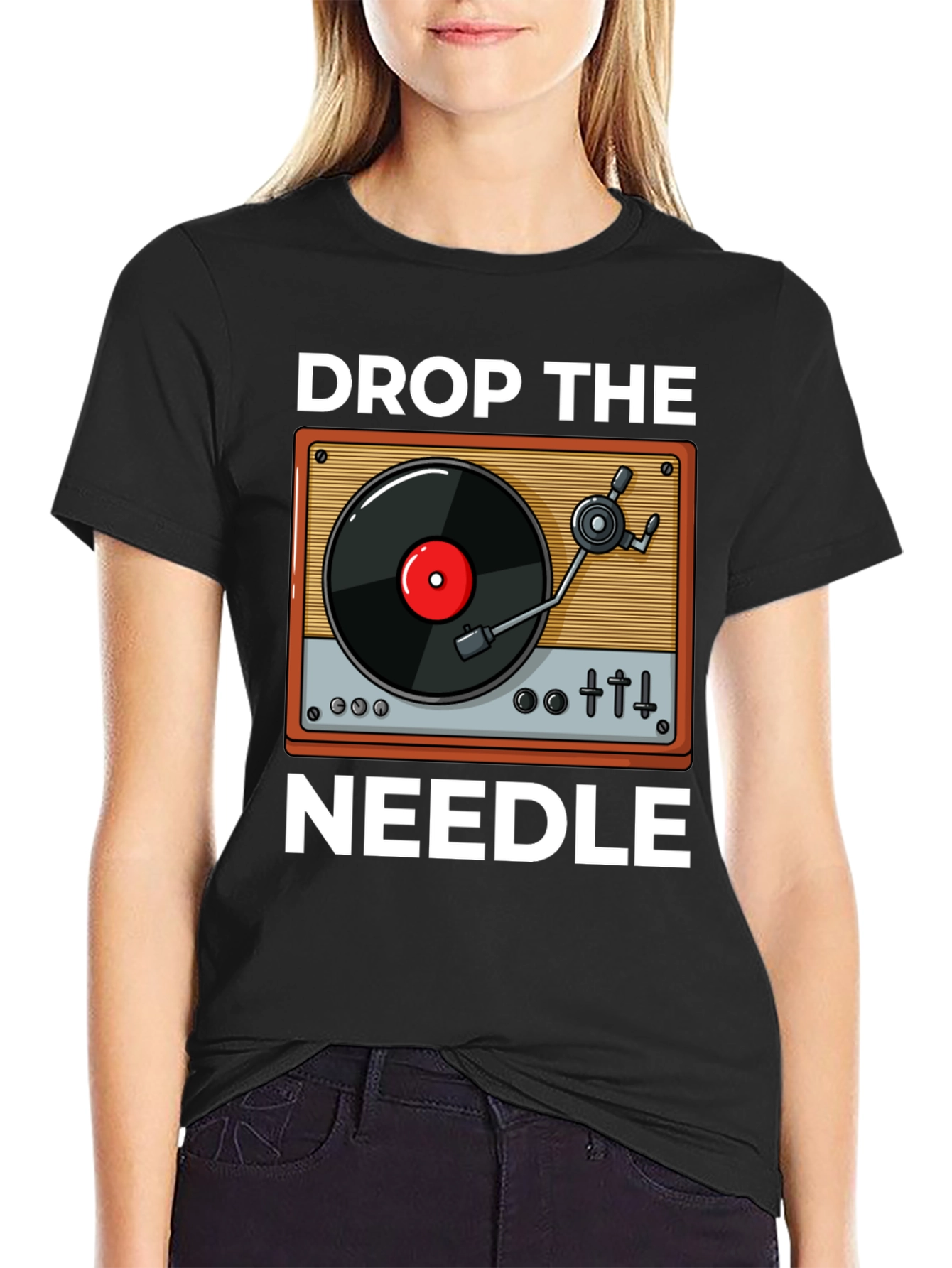 Black Drop the Needle Graphic T-Shirt view 2