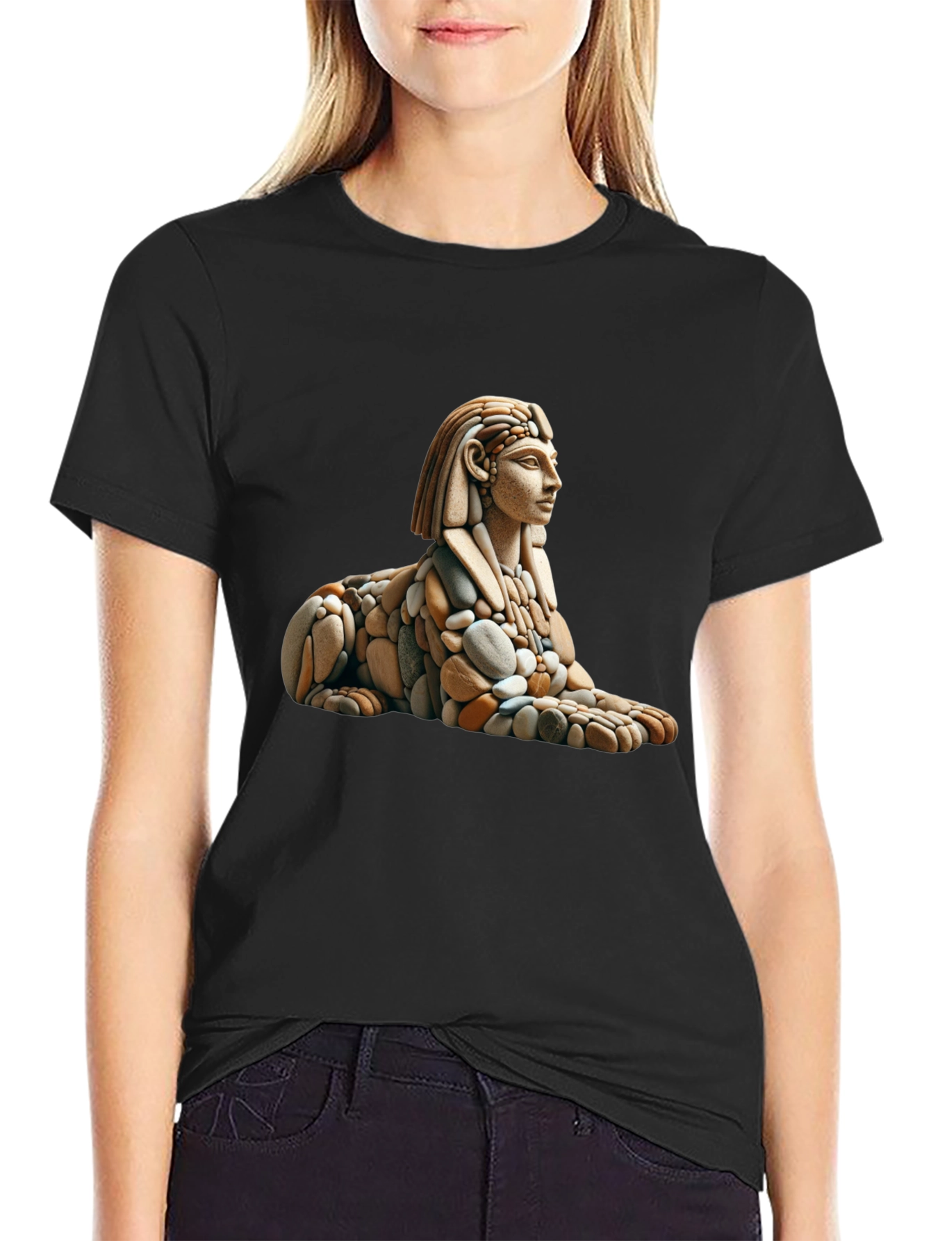 Black Sphinx Rock Art Graphic Tee view 2
