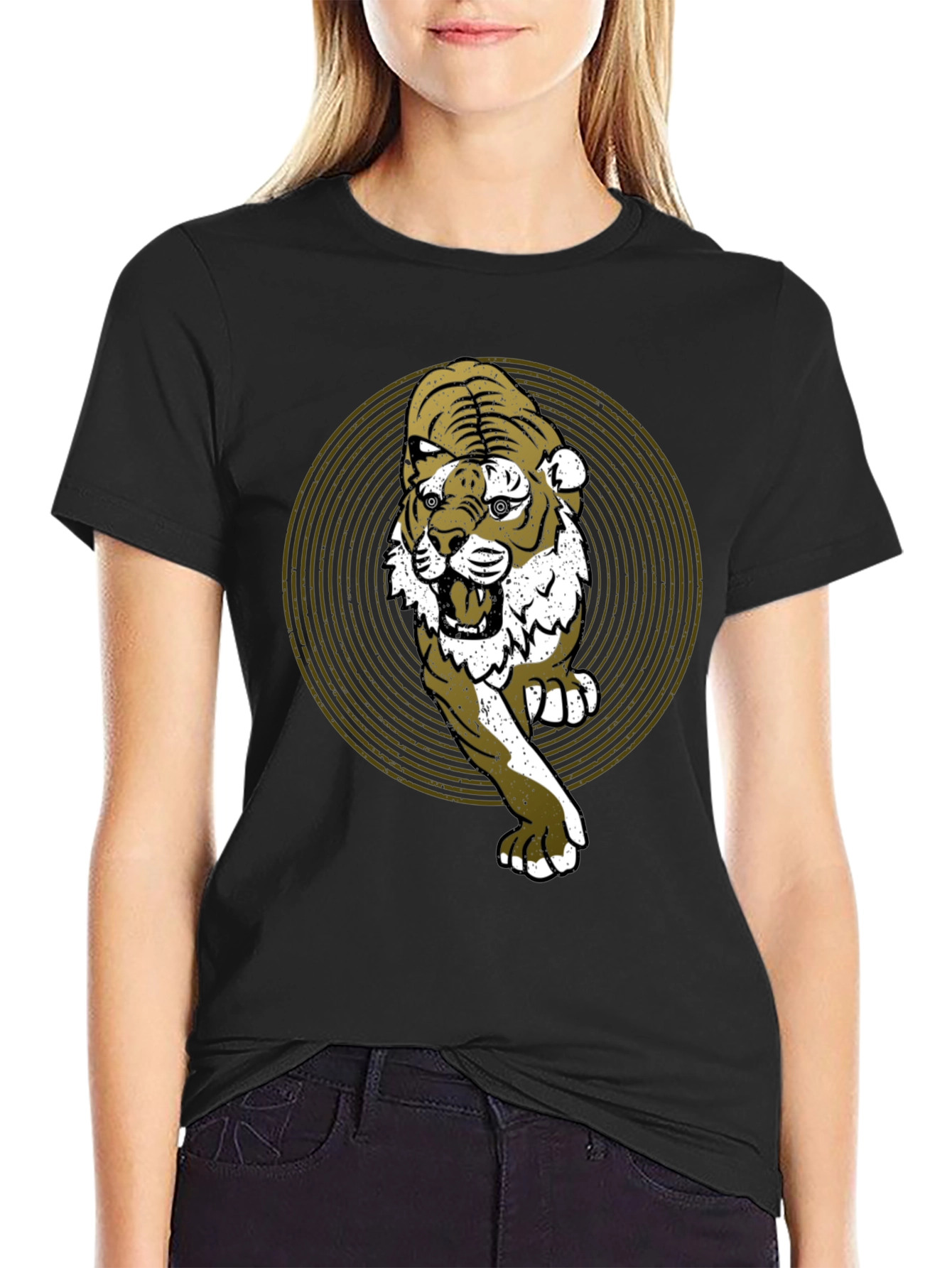 Black Tiger Graphic Print Black T-Shirt view 2