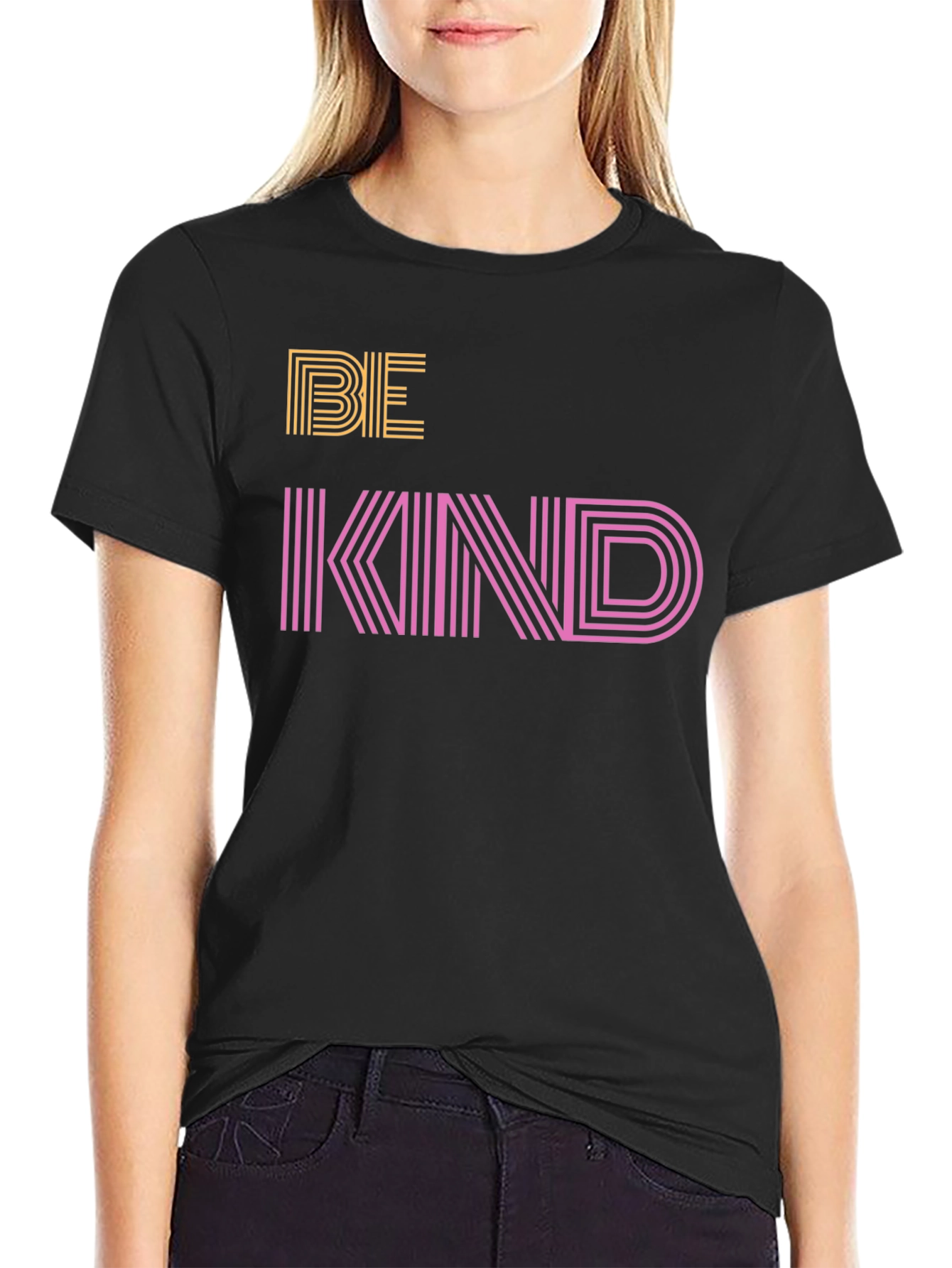 Black Be Kind Graphic Tee - Black Cotton T-Shirt view 2