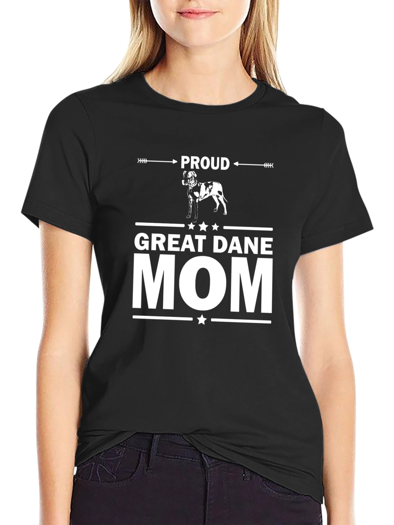 Black Proud Great Dane Mom Graphic T-Shirt view 2