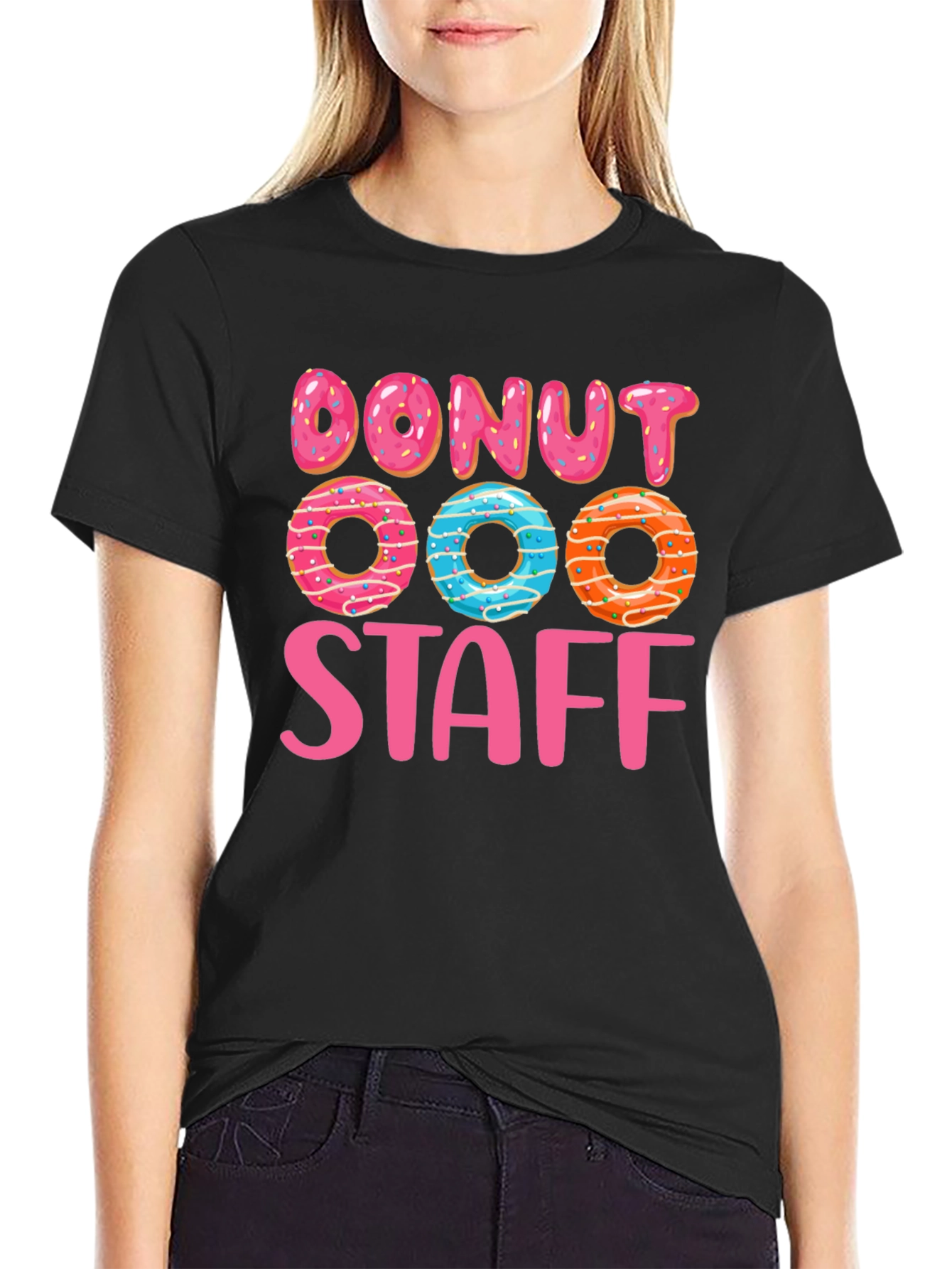 Black Donut Staff Graphic T-Shirt view 2