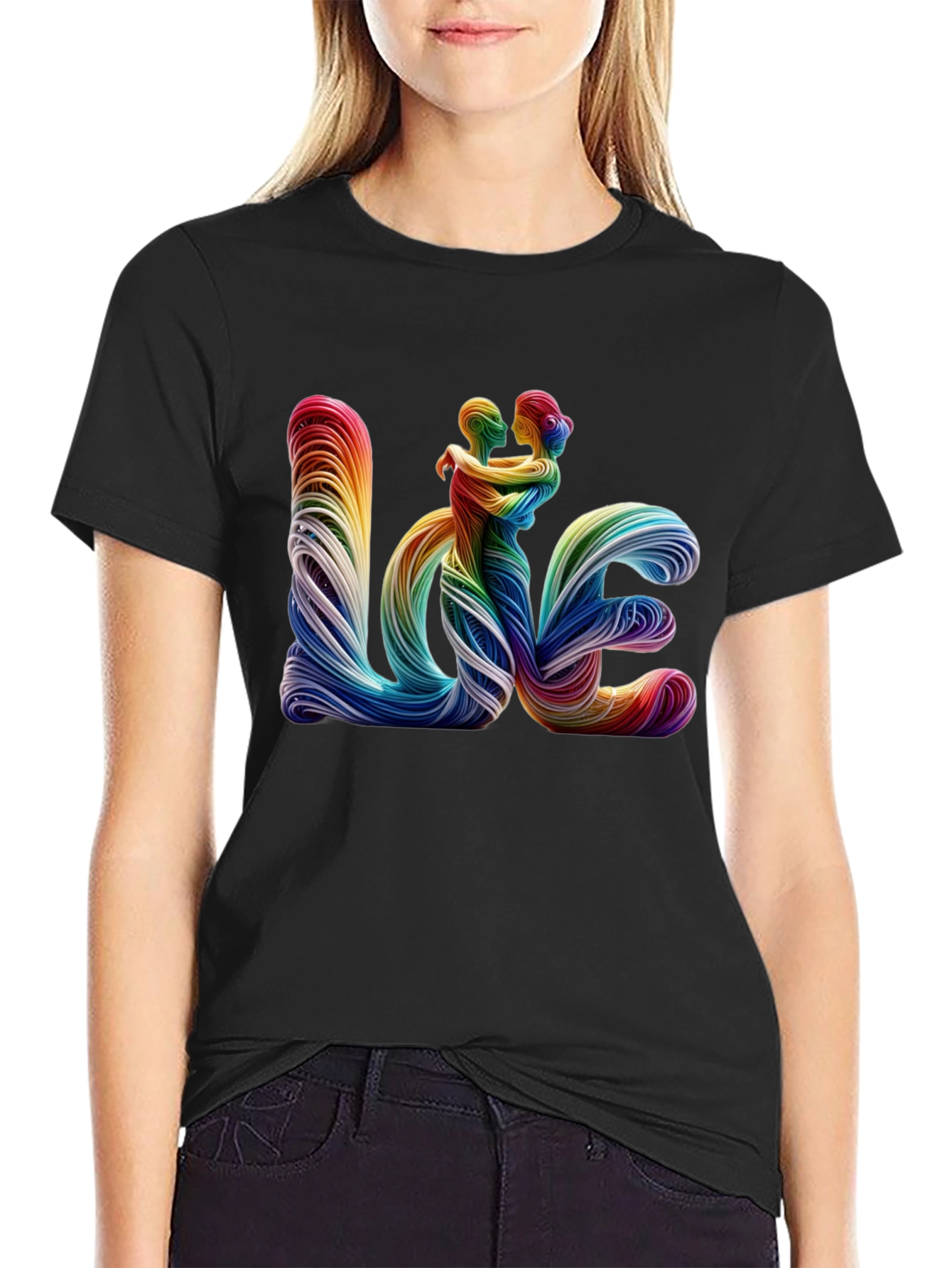 Black Rainbow LOVE Graphic Tee - LGBTQ Pride Shirt view 2