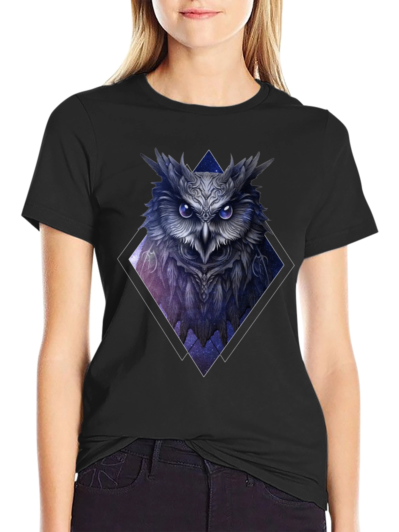 Black Mystic Owl Graphic Tee - Dark Academia Style view 2