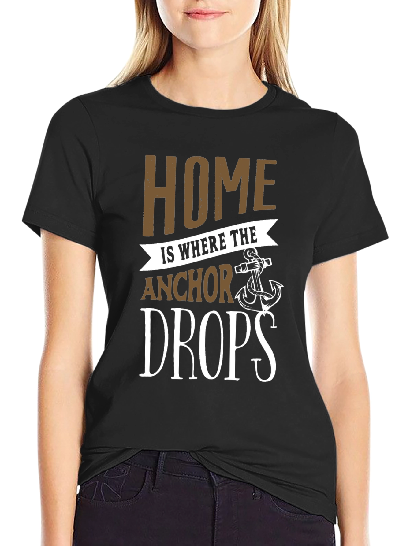 Black Home is Where the Anchor Drops T-Shirt view 2