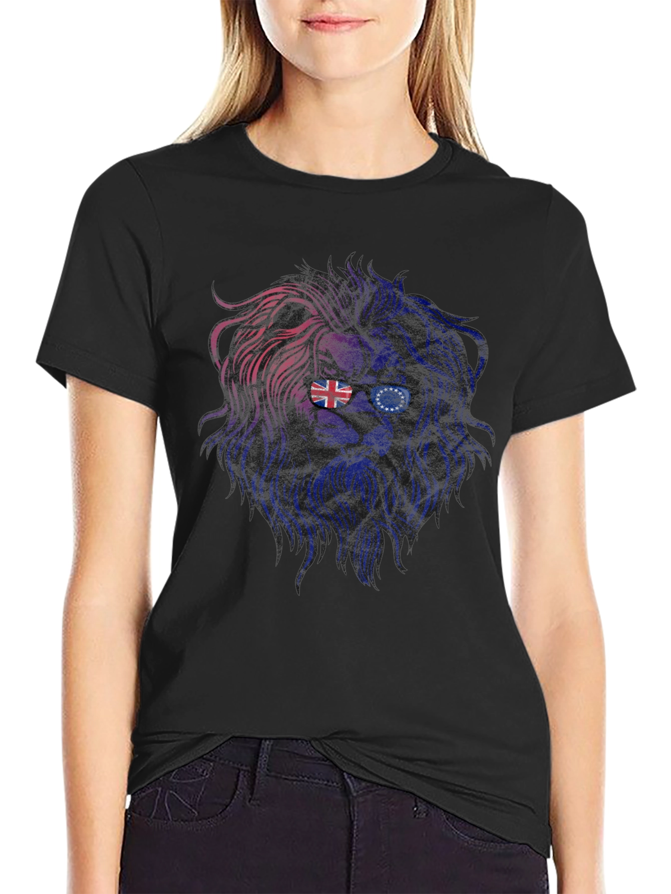Black Lion Head Graphic Tee view 2