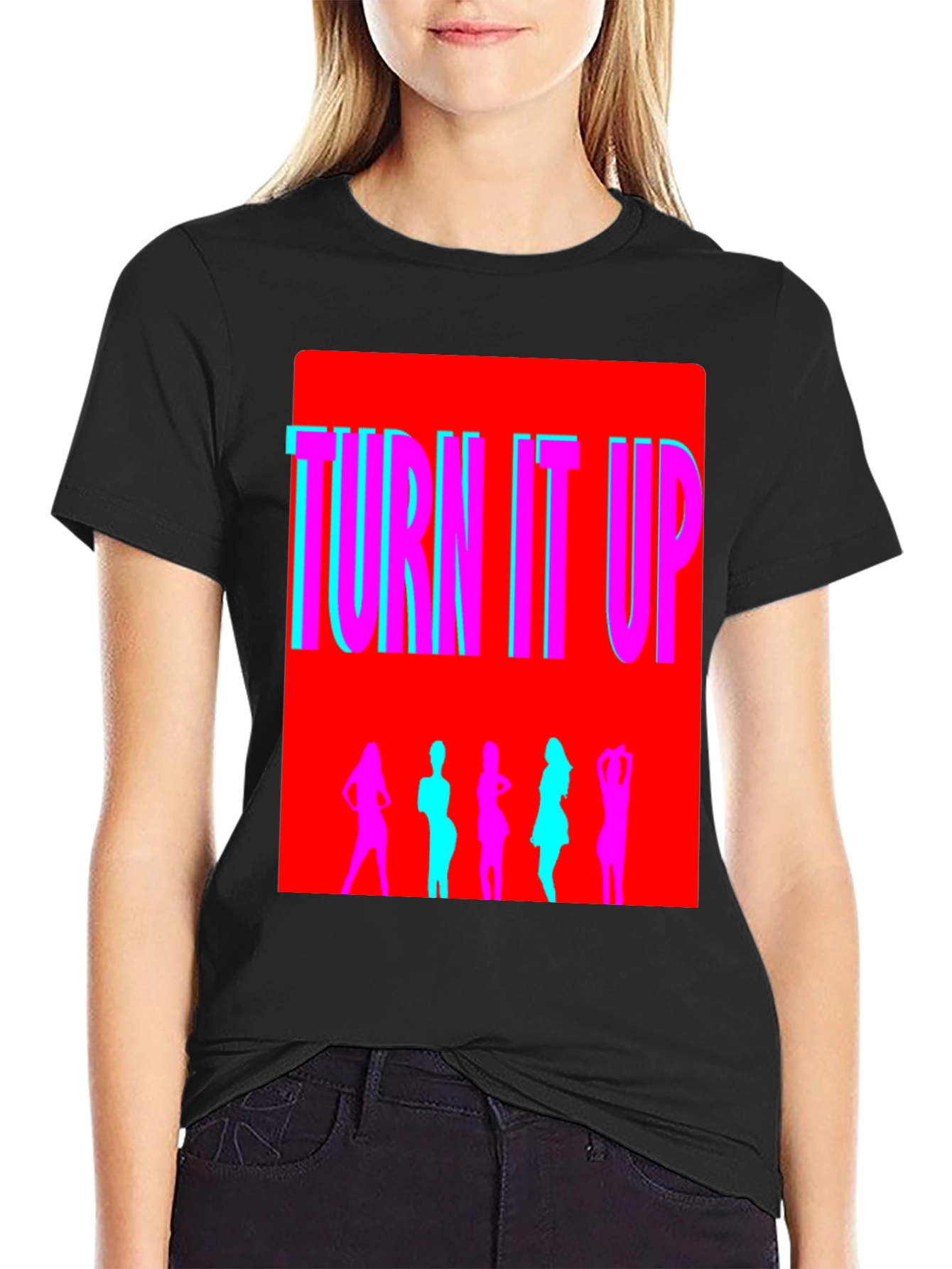 Black Turn It Up Graphic T-Shirt view 2