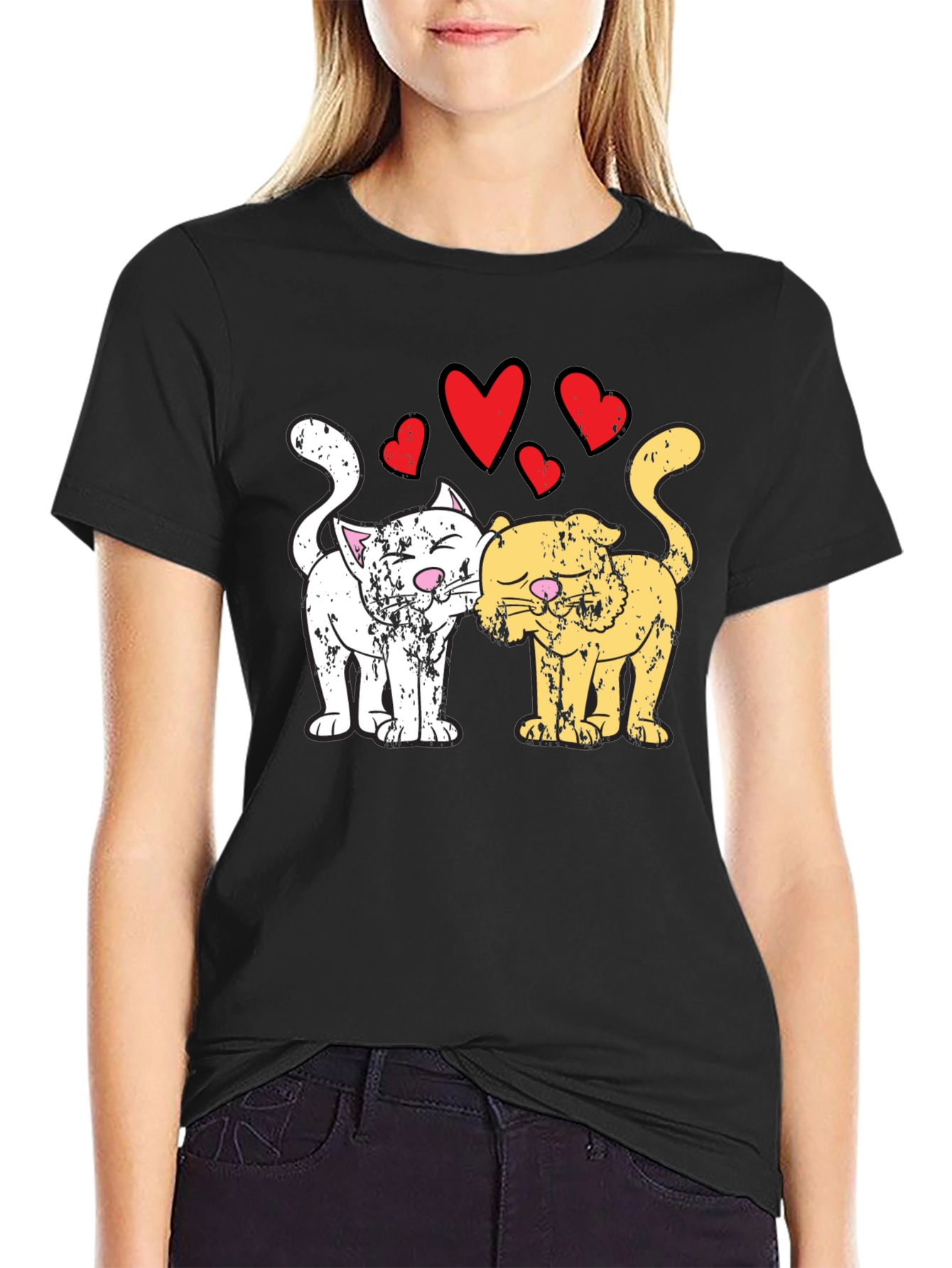 Black Cats in Love T-Shirt Black view 2