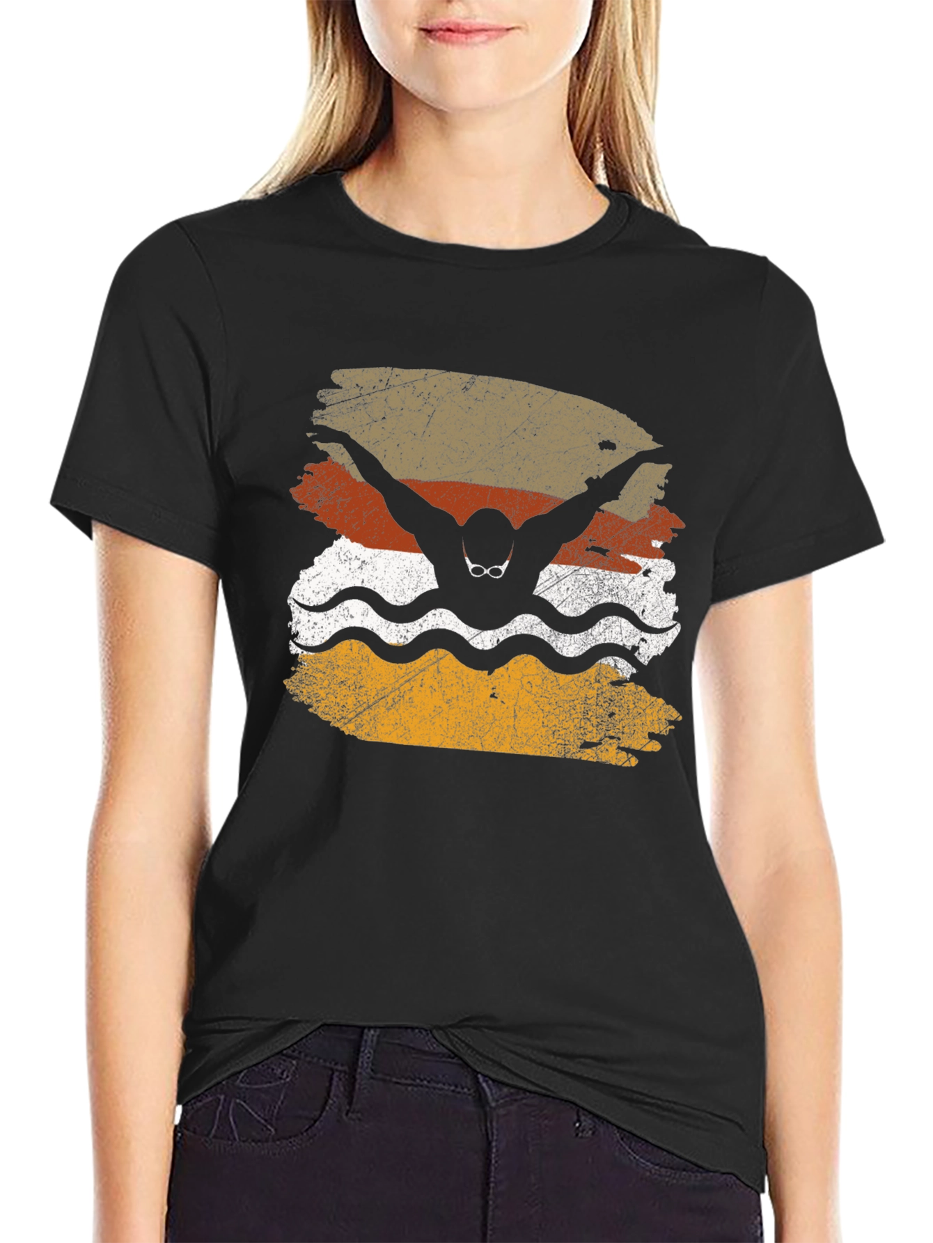 Vintage Swimmer T-Shirt - Black - 2